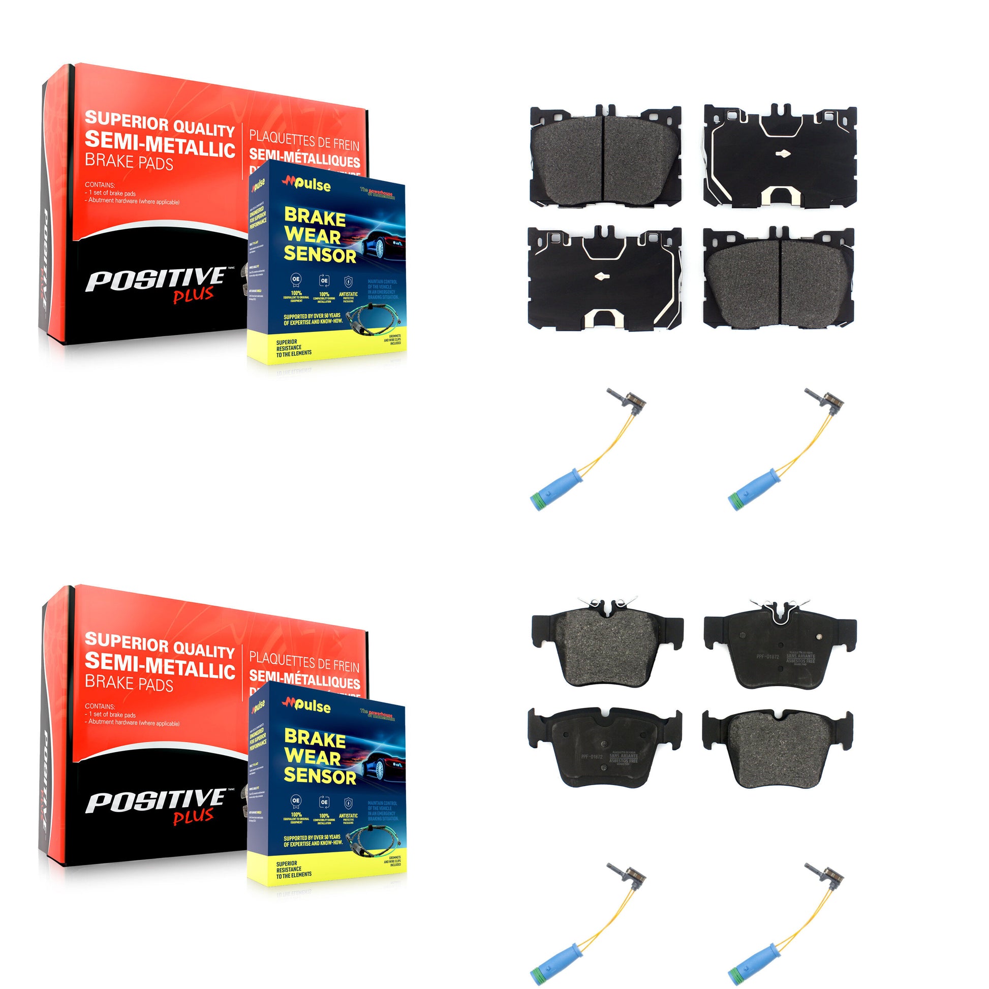 Positive Plus KPW-100406 Disc Brake Pad for 2016-2023 Mercedes-Benz C43 AMG, Mercedes-Benz GLC43 AMG and More - Front and Rear