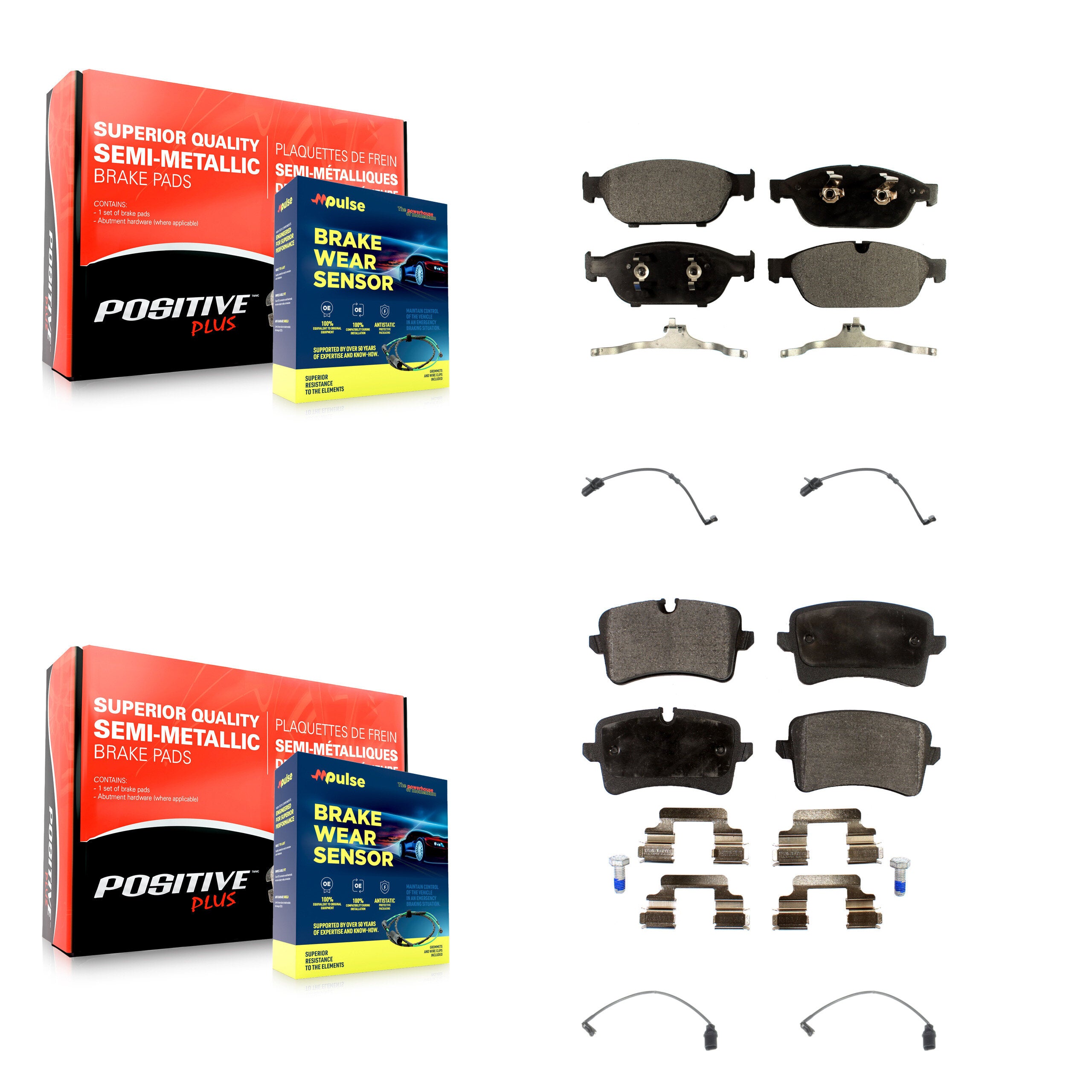 Positive Plus KPW-100407 Disc Brake Pad for 2012-2018 Audi A6, Audi A6 Quattro, Audi A7 Quattro - Front and Rear