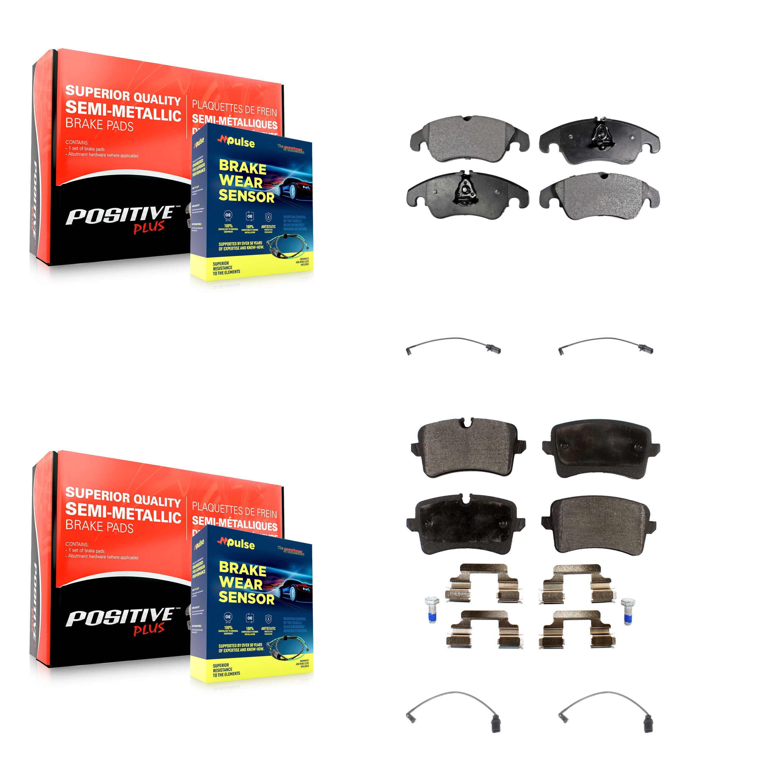 Positive Plus KPW-100409 Disc Brake Pad for 2013-2015 Audi A6 Quattro, Audi A6 - Front and Rear