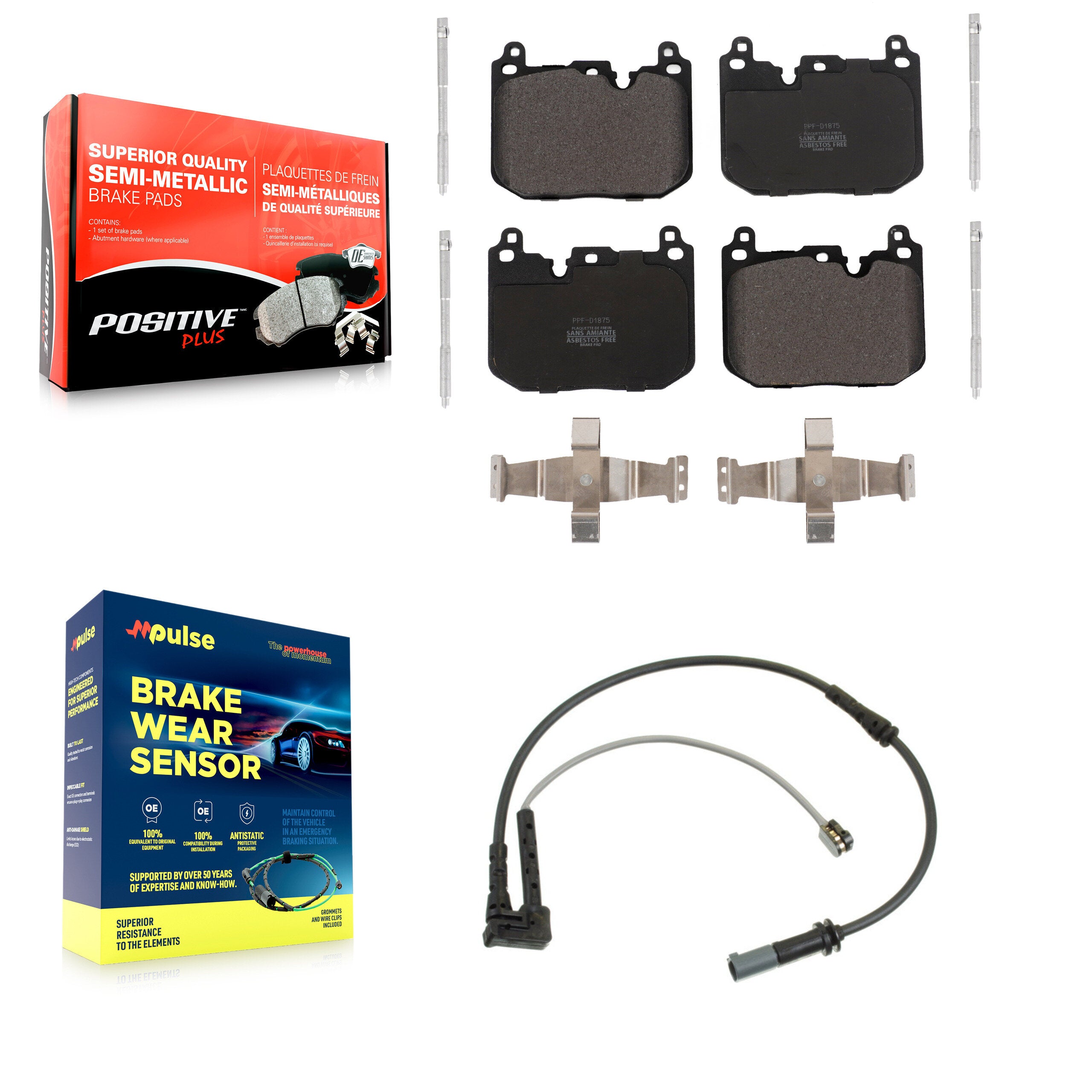 Positive Plus KPW-100605 Disc Brake Pad for 2017-2024 BMW M235i xDrive Gran Coupe, BMW 228i Gran Coupe and More - Front