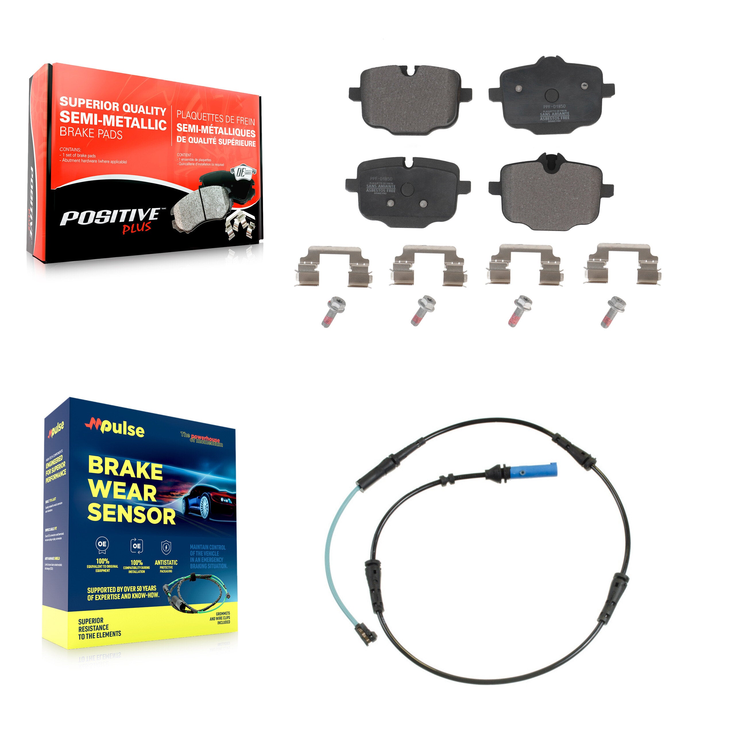 Positive Plus KPW-101075 Disc Brake Pad for 2016-2024 BMW 530i, BMW 530i xDrive and More - Rear