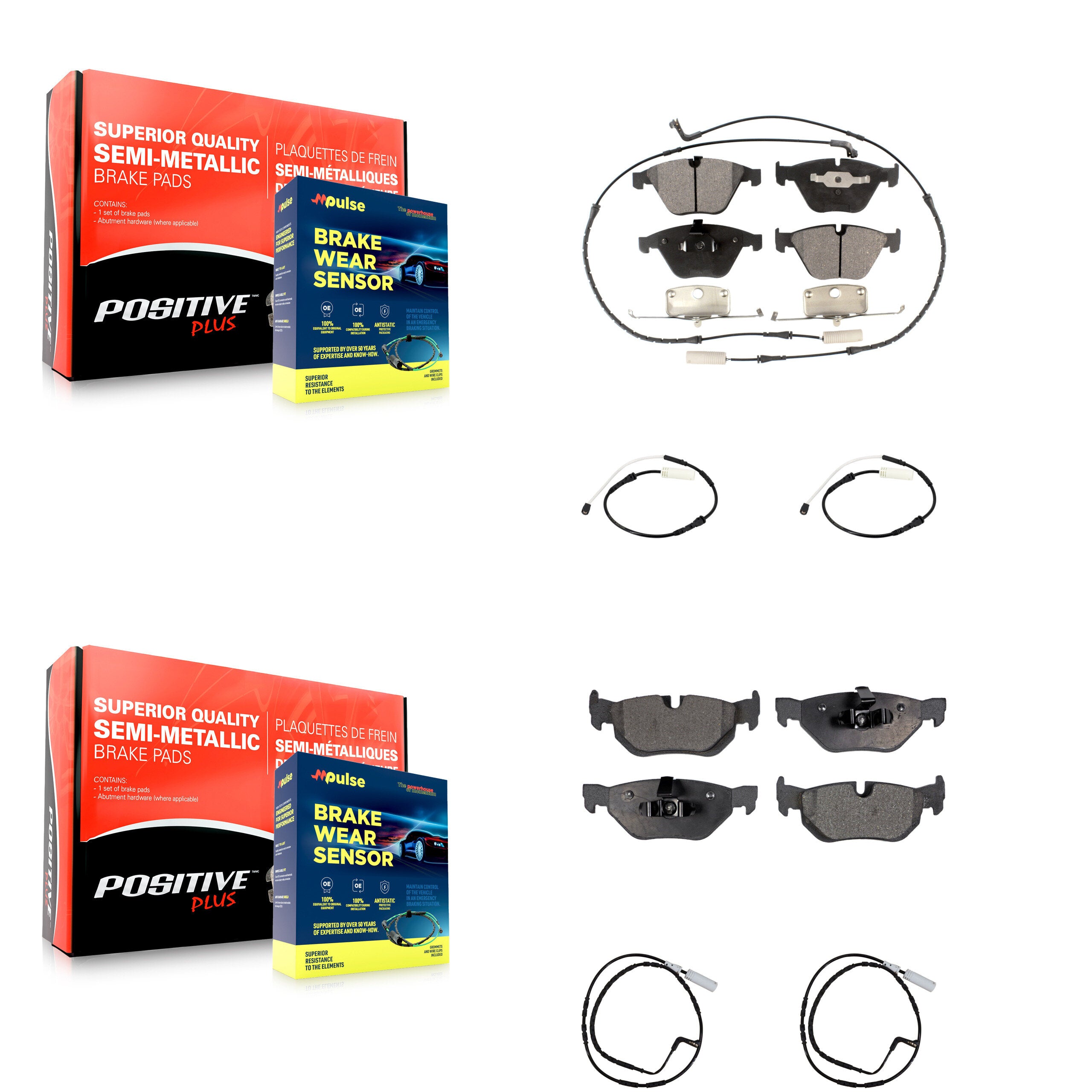 Positive Plus KPW-101256 Disc Brake Pad for 2010-2011 BMW 323i, BMW 328i - Front and Rear