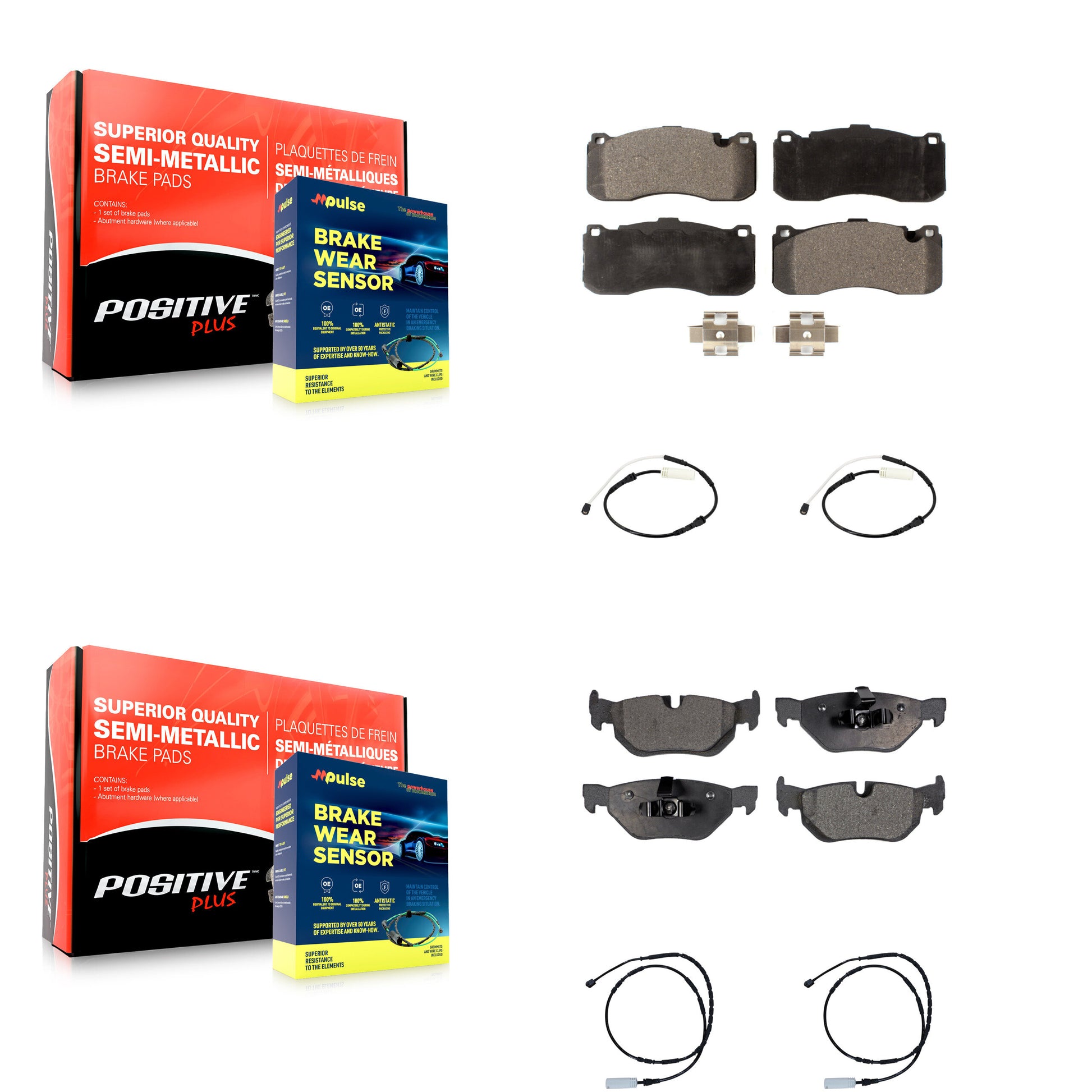Positive Plus KPW-101258 Disc Brake Pad for 2013 BMW 328i - Front and Rear