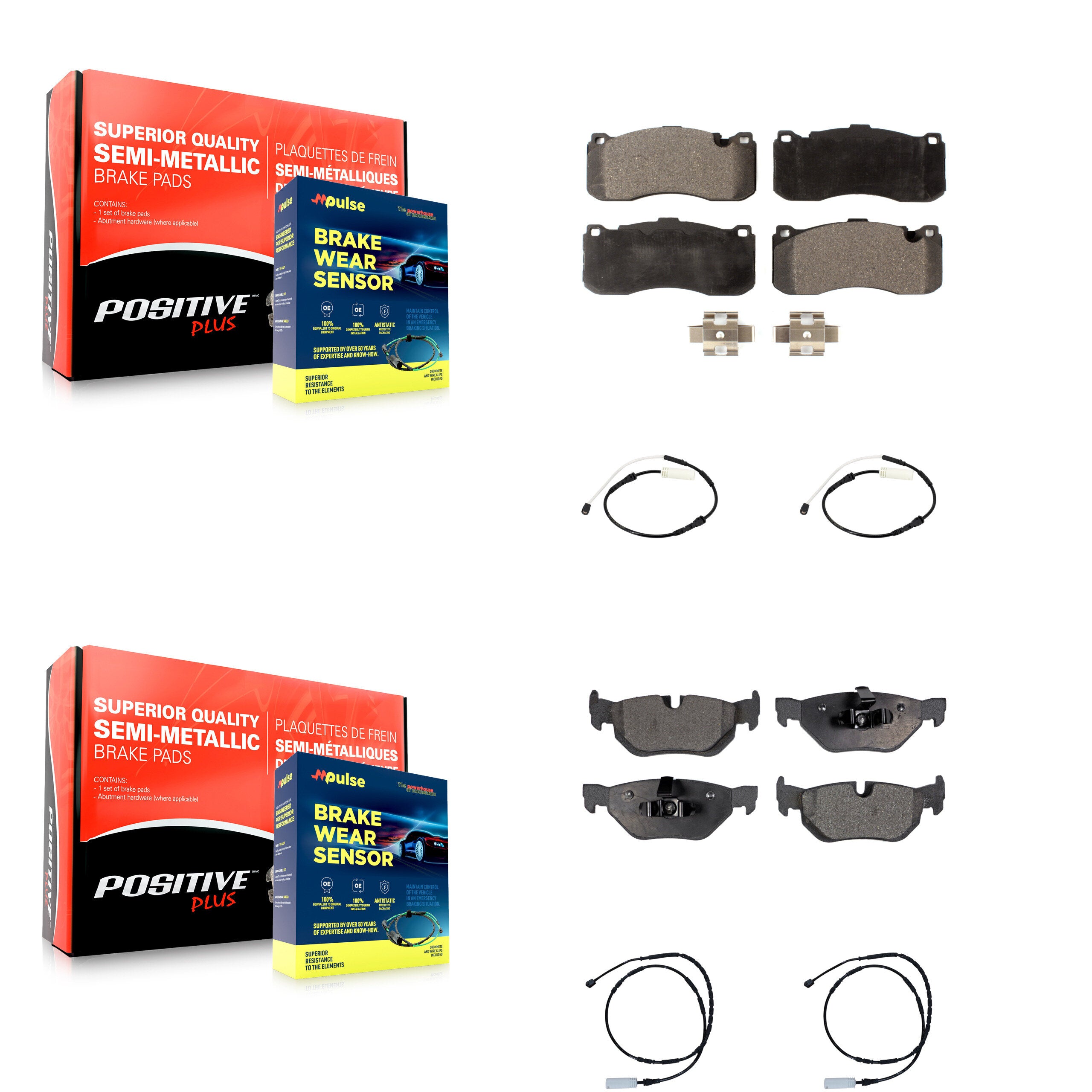 Positive Plus KPW-101258 Disc Brake Pad for 2013 BMW 328i - Front and Rear