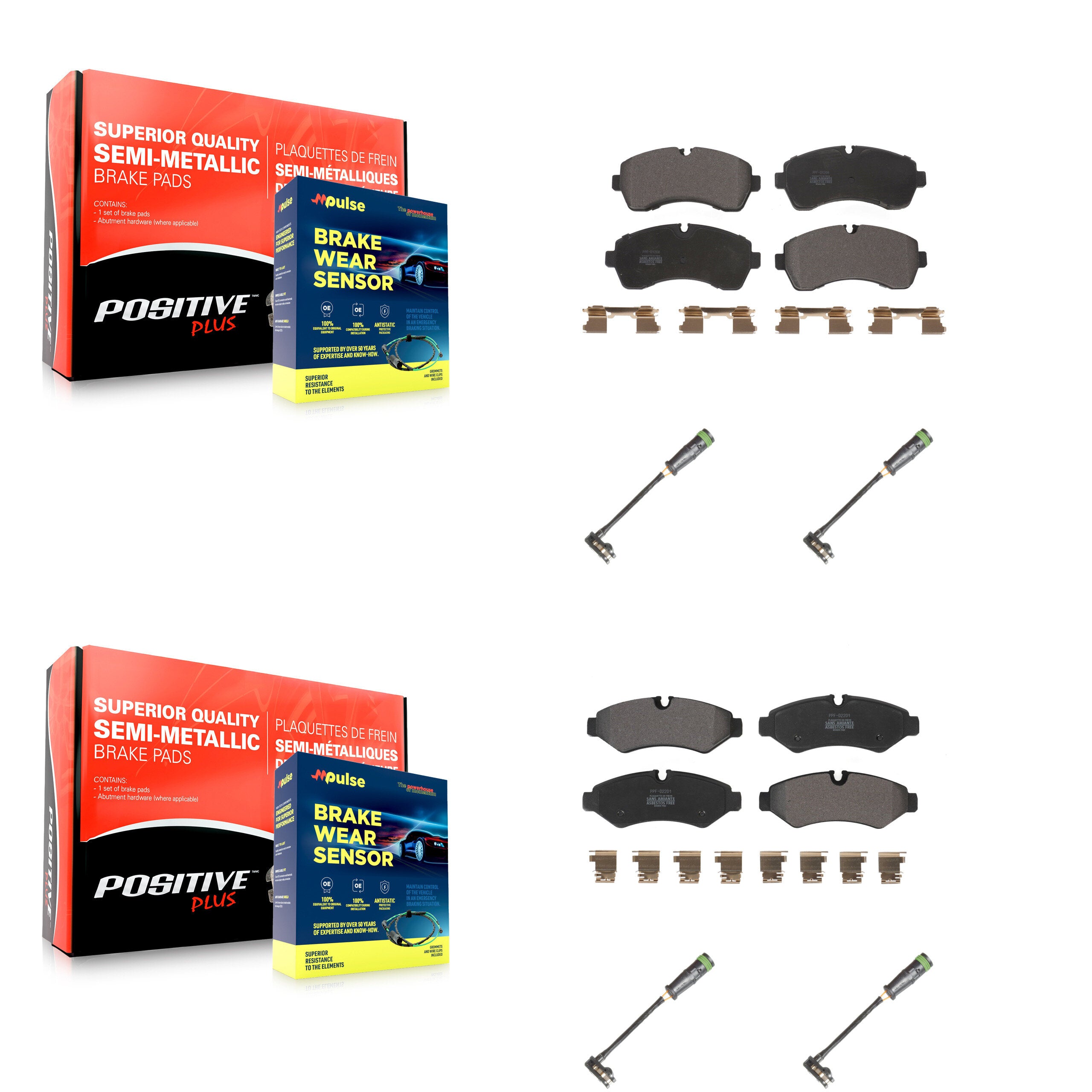 Positive Plus KPW-101273 Disc Brake Pad for 2019-2021 Freightliner Sprinter 3500, Freightliner Sprinter 1500, Freightliner Sprinter 2500 - Front and Rear