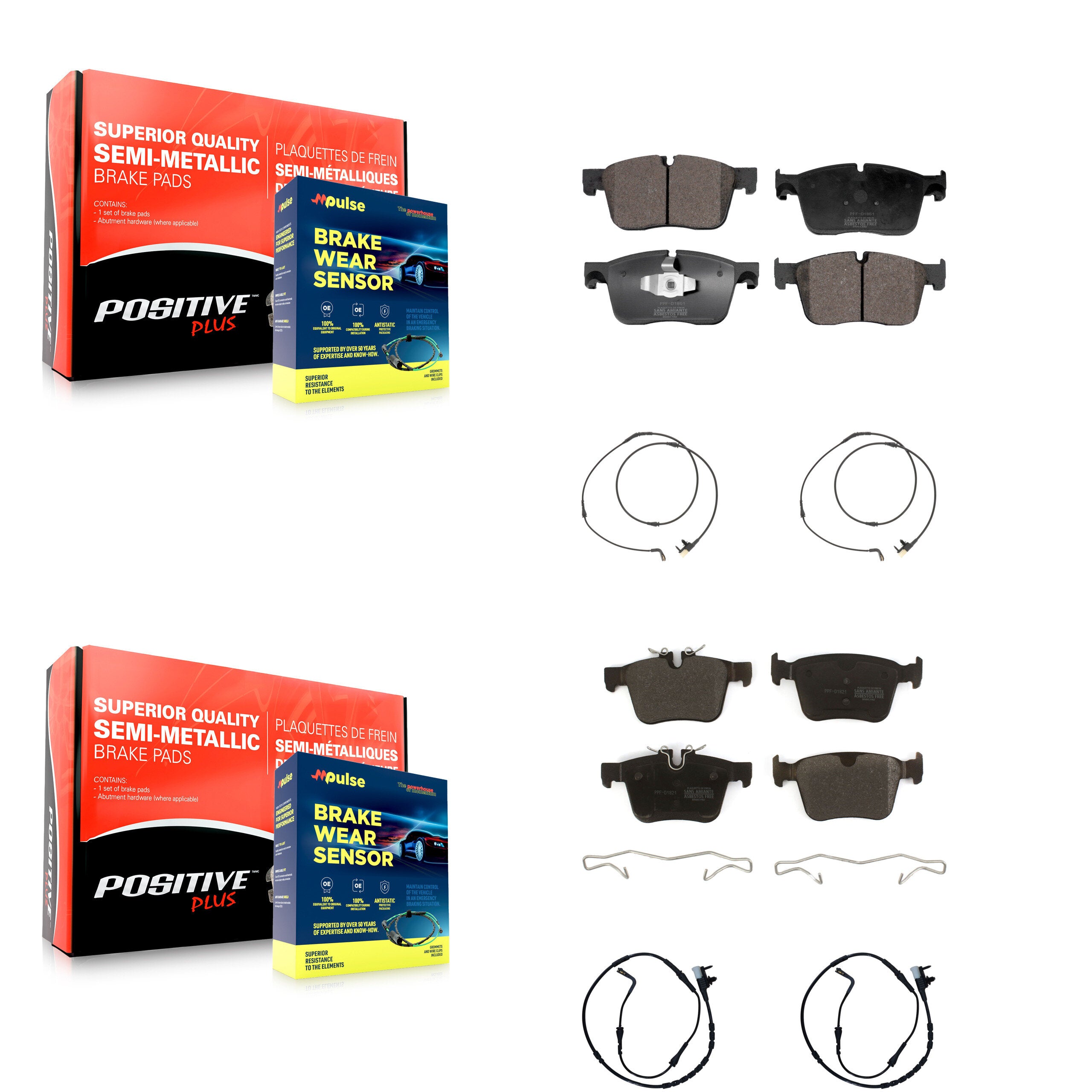 Positive Plus KPW-101345 Disc Brake Pad for 2024 Land Rover Range Rover Velar - Front and Rear
