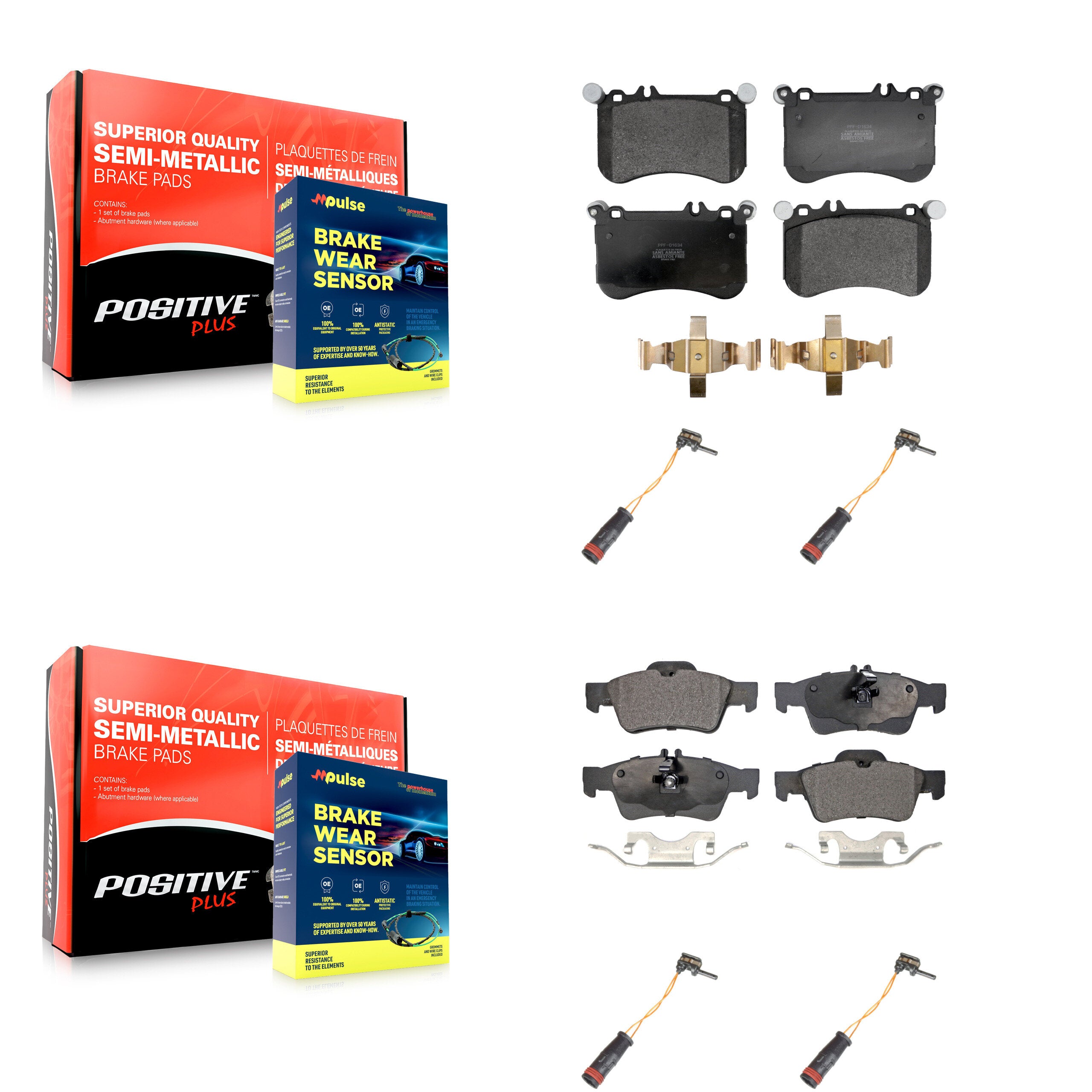 Positive Plus KPW-101353 Disc Brake Pad for 2012-2018 Mercedes-Benz CLS550, Mercedes-Benz E550 - Front and Rear