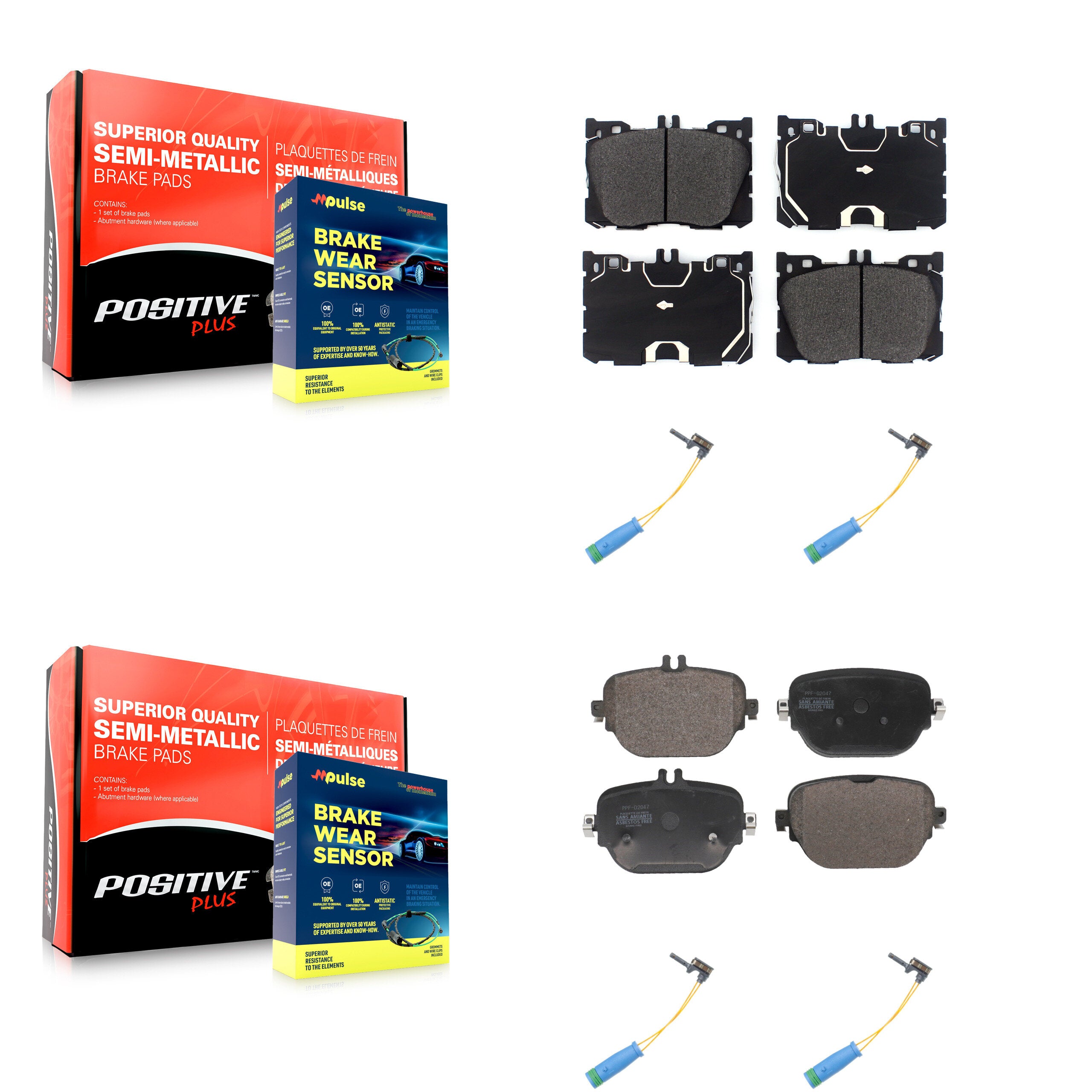 Positive Plus KPW-101356 Disc Brake Pad for 2017-2023 Mercedes-Benz CLS53 AMG, Mercedes-Benz E450 and More - Front and Rear
