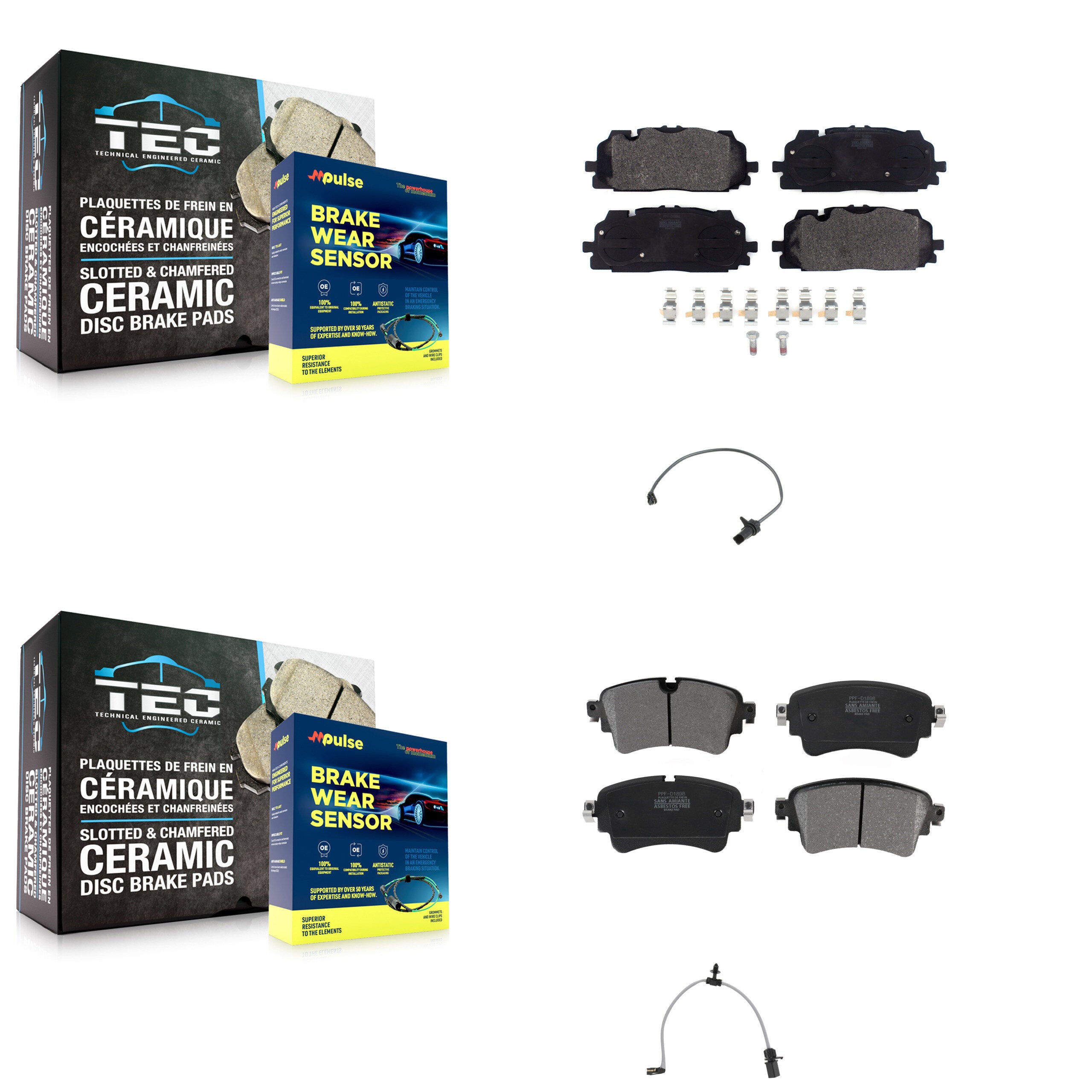 Positive Plus KPW-101374 Disc Brake Pad for 2018-2020 Audi A6 allroad, Audi A6 Quattro and More - Front and Rear