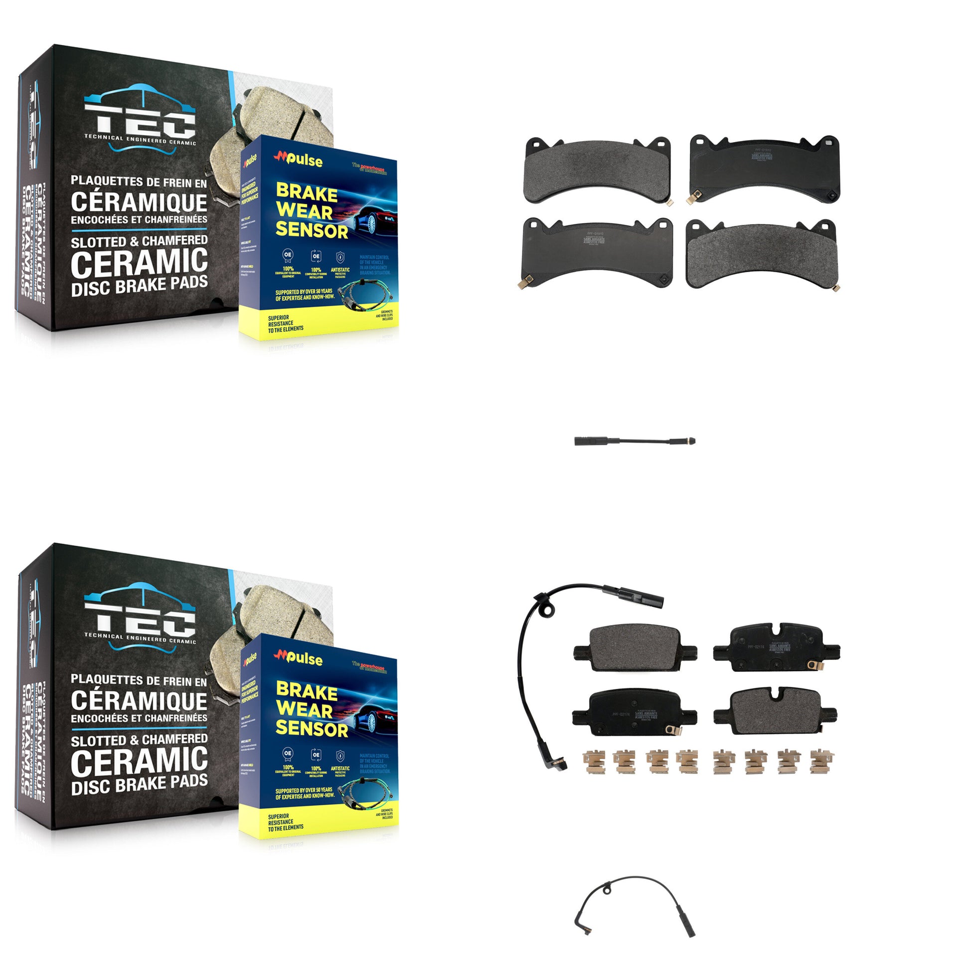Positive Plus KPW-101435 Disc Brake Pad for 2019-2024 Chevrolet Silverado 1500, Chevrolet Silverado 1500 LTD and More - Front and Rear