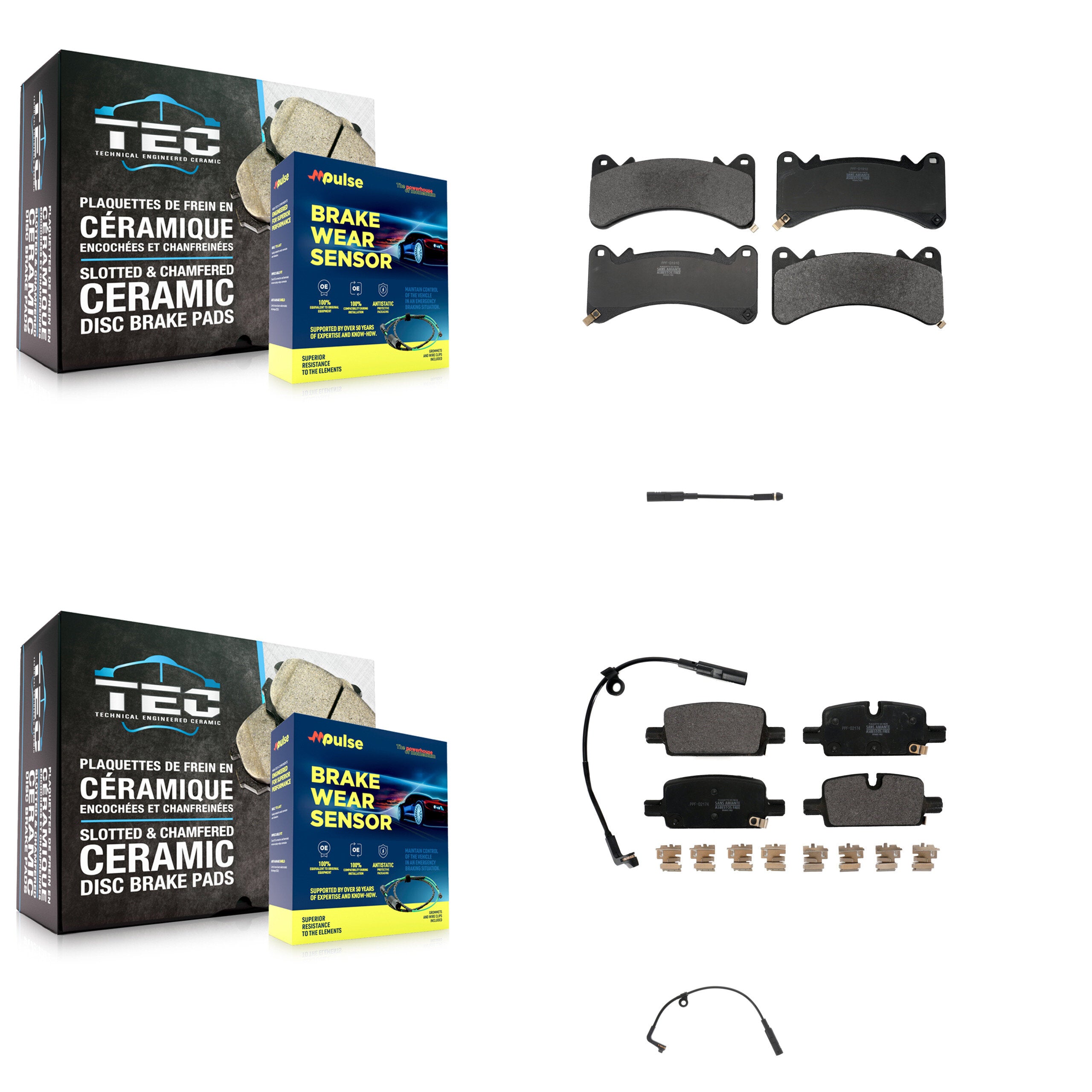 Positive Plus KPW-101435 Disc Brake Pad for 2019-2024 Chevrolet Silverado 1500, Chevrolet Silverado 1500 LTD and More - Front and Rear