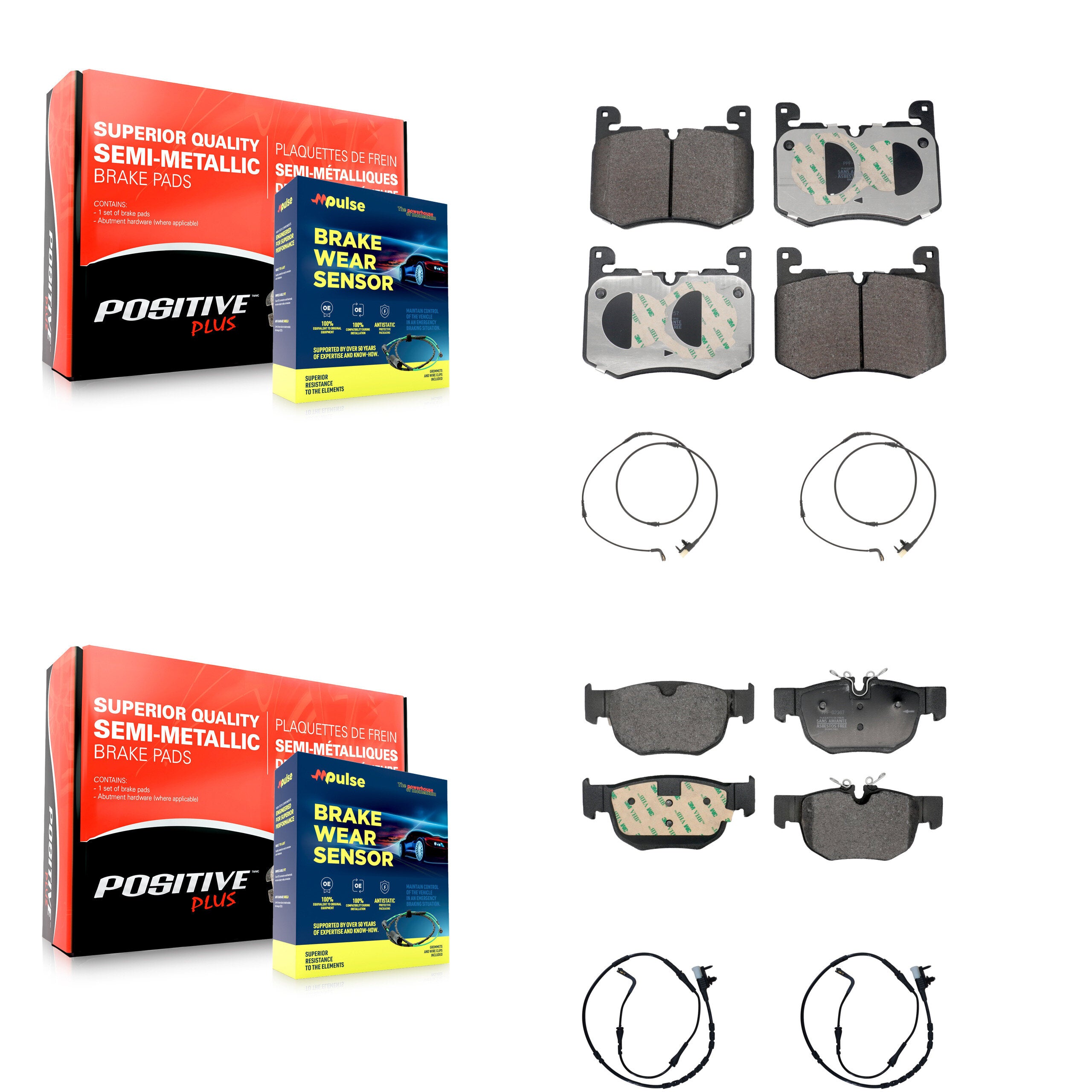 Positive Plus KPW-101480 Disc Brake Pad for 2017-2021 Jaguar F-Pace, Land Rover Range Rover Velar - Front and Rear