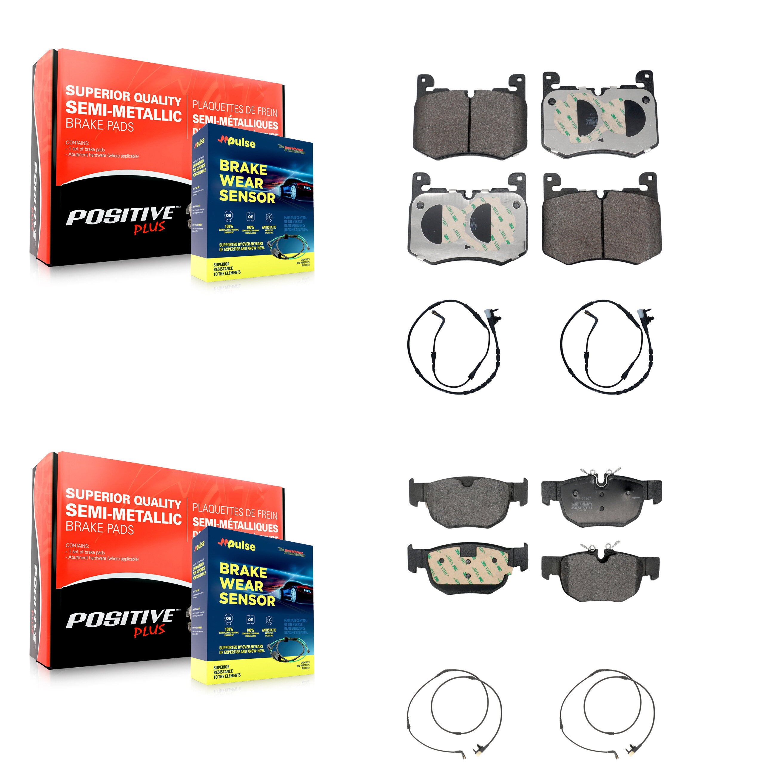 Positive Plus KPW-101481 Disc Brake Pad for 2020 Land Rover Range Rover Velar - Front and Rear