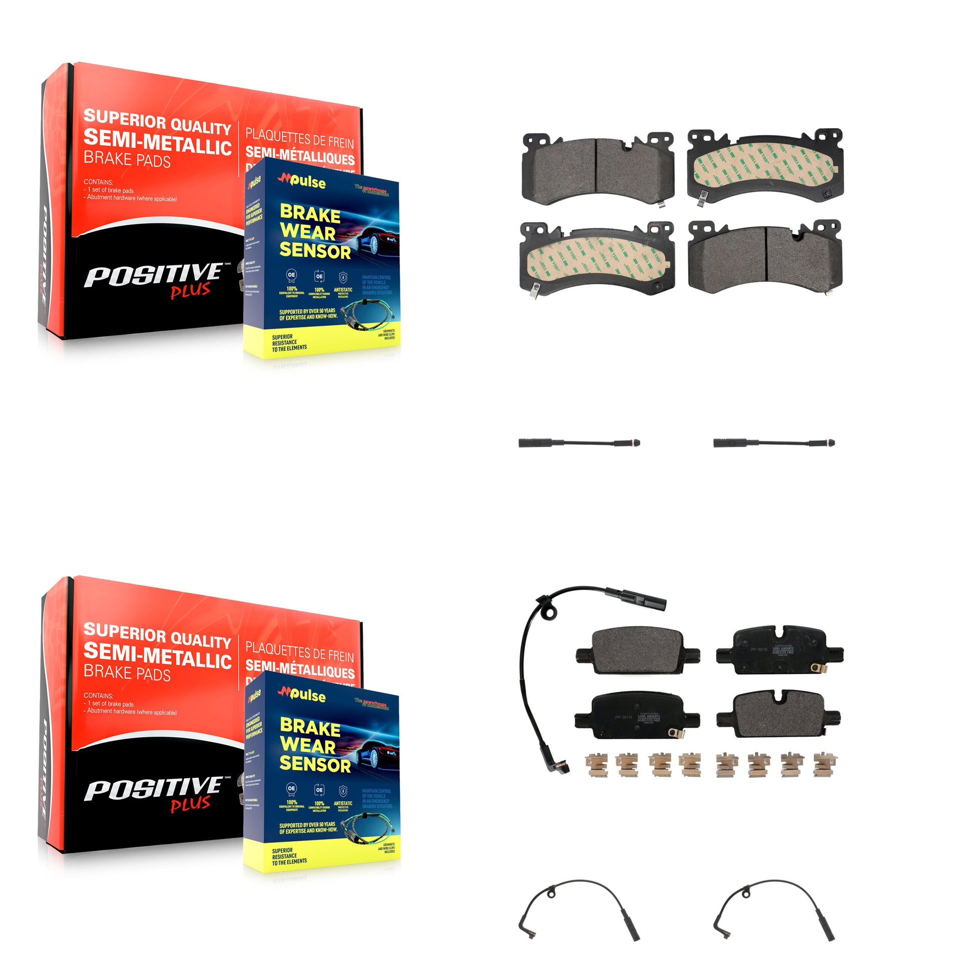 Positive Plus KPW-101489 Disc Brake Pad for 2021-2022 Chevrolet Tahoe - Front and Rear