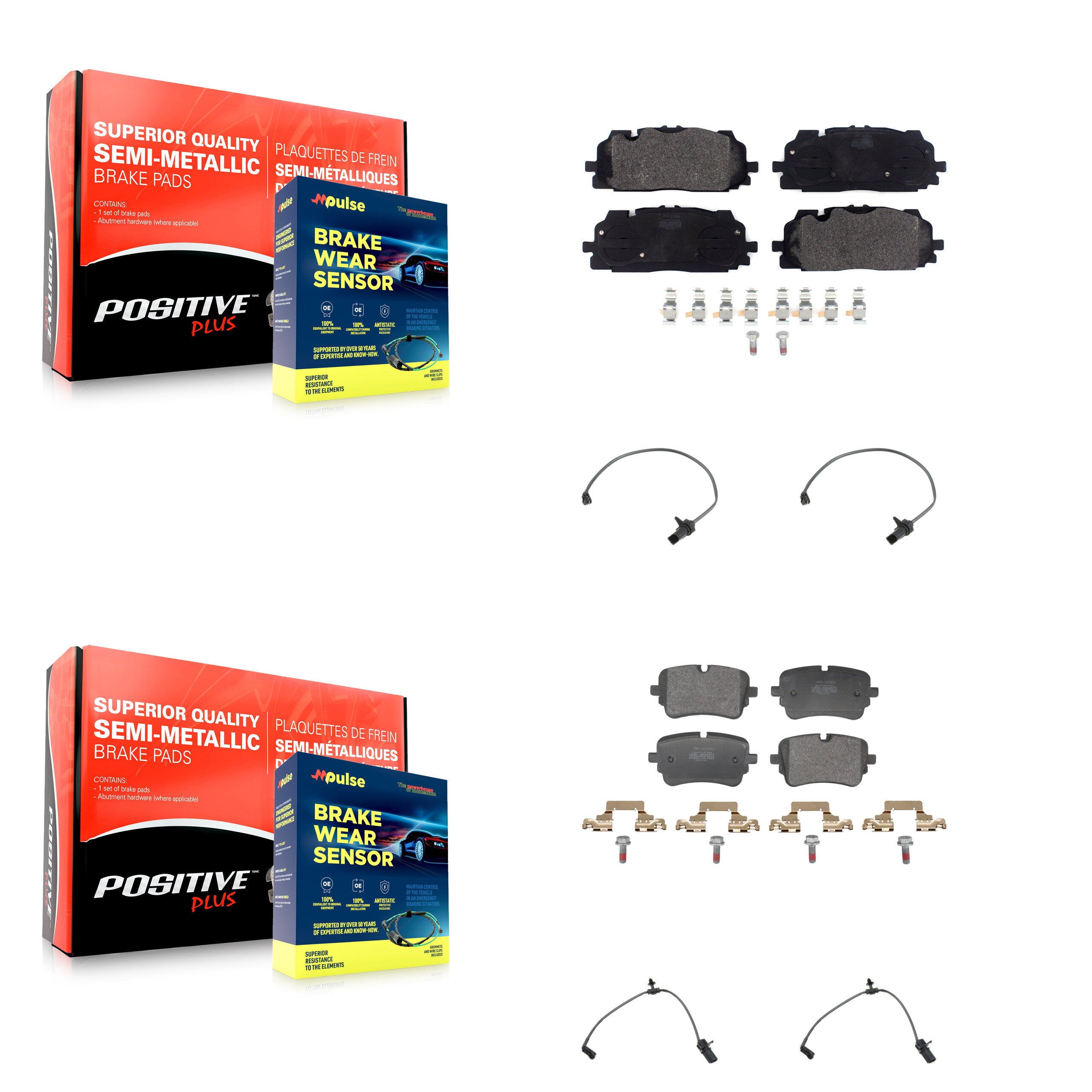 Positive Plus KPW-101501 Disc Brake Pad for 2020-2023 Audi A8 Quattro, Audi Q7, Audi Q8 - Front and Rear