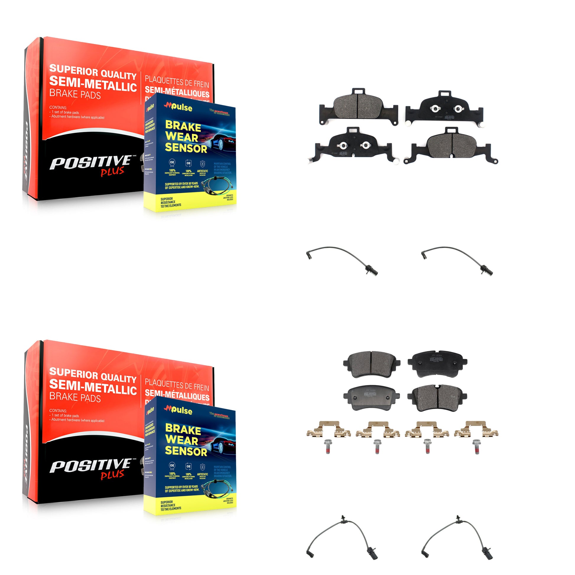 Positive Plus KPW-101503 Disc Brake Pad for 2020-2023 Audi A4 Quattro, Audi A4 allroad and More - Front and Rear