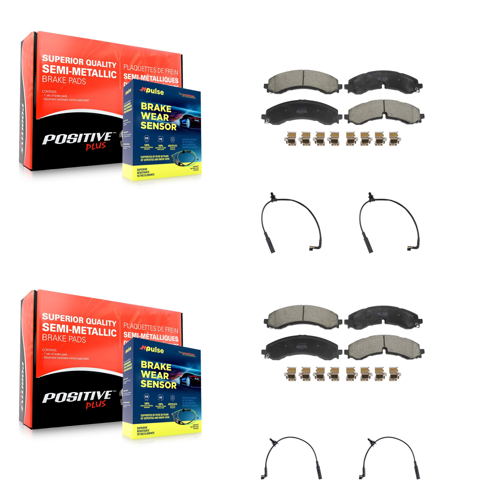Positive Plus KPW-101510 Disc Brake Pad for 2023-2024 Chevrolet Silverado 2500 HD, Chevrolet Silverado 3500 HD and More - Front and Rear