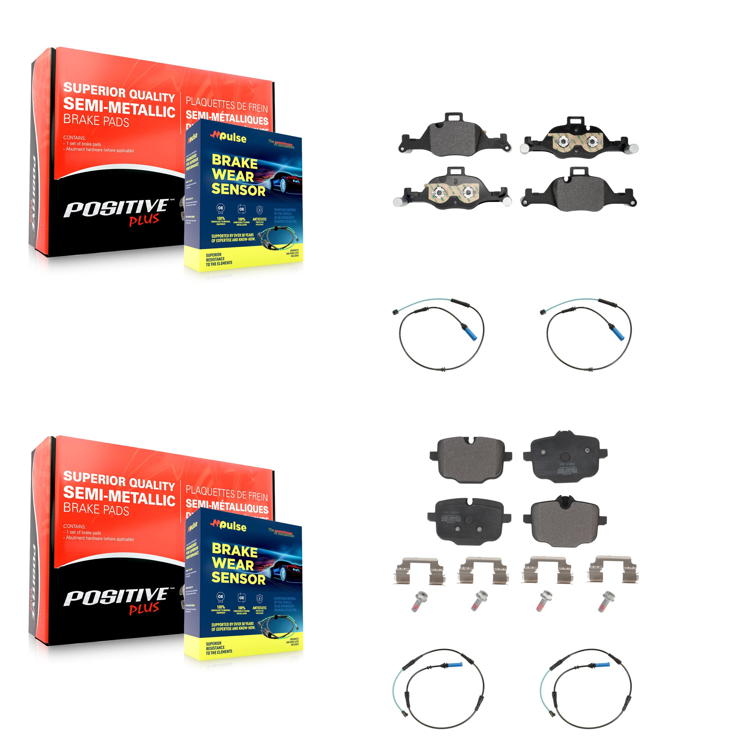 Positive Plus KPW-101513 Disc Brake Pad for 2017-2021 BMW 540i xDrive, BMW 540i - Front and Rear
