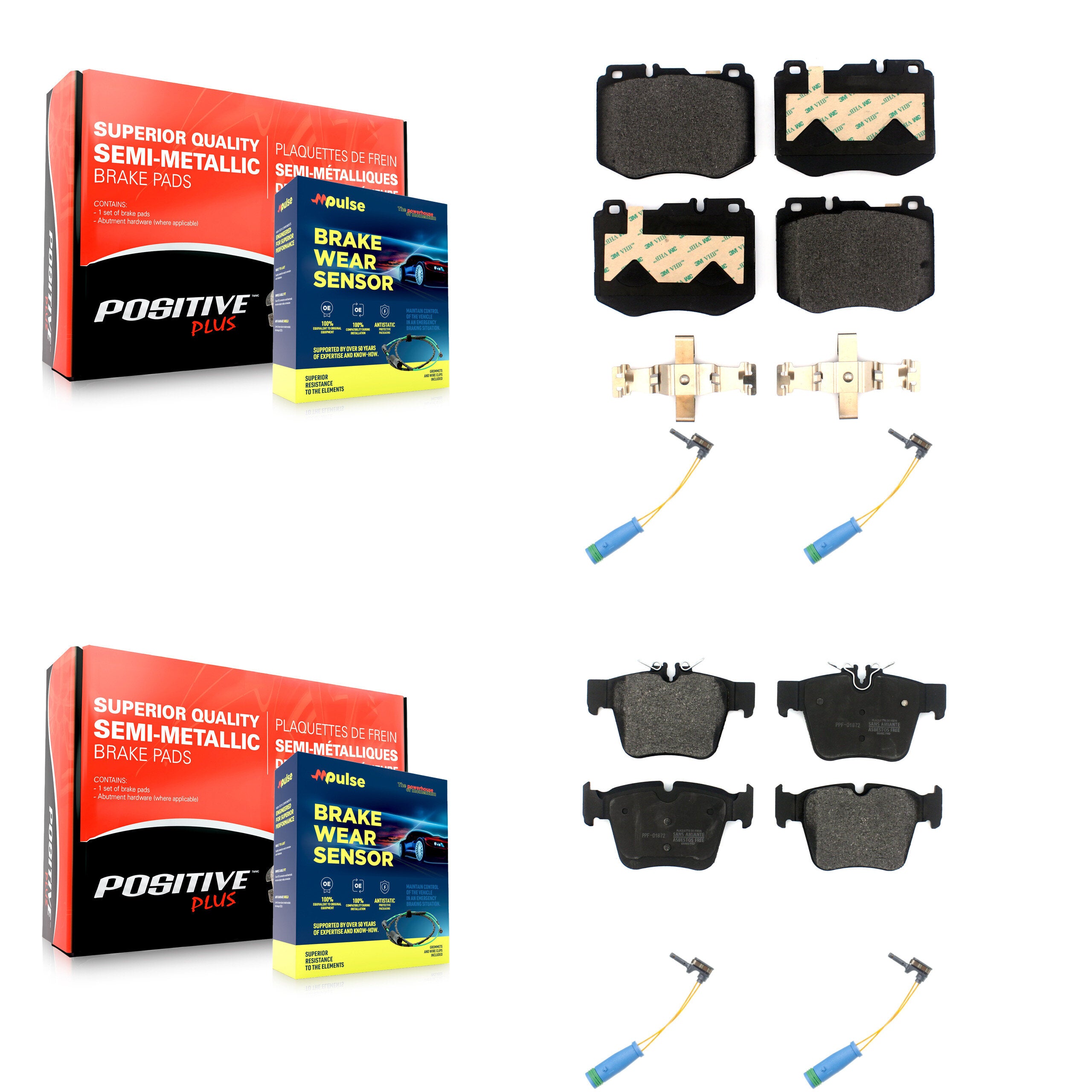 Positive Plus KPW-101514 Disc Brake Pad for 2016-2018 Mercedes-Benz GLC300 - Front and Rear