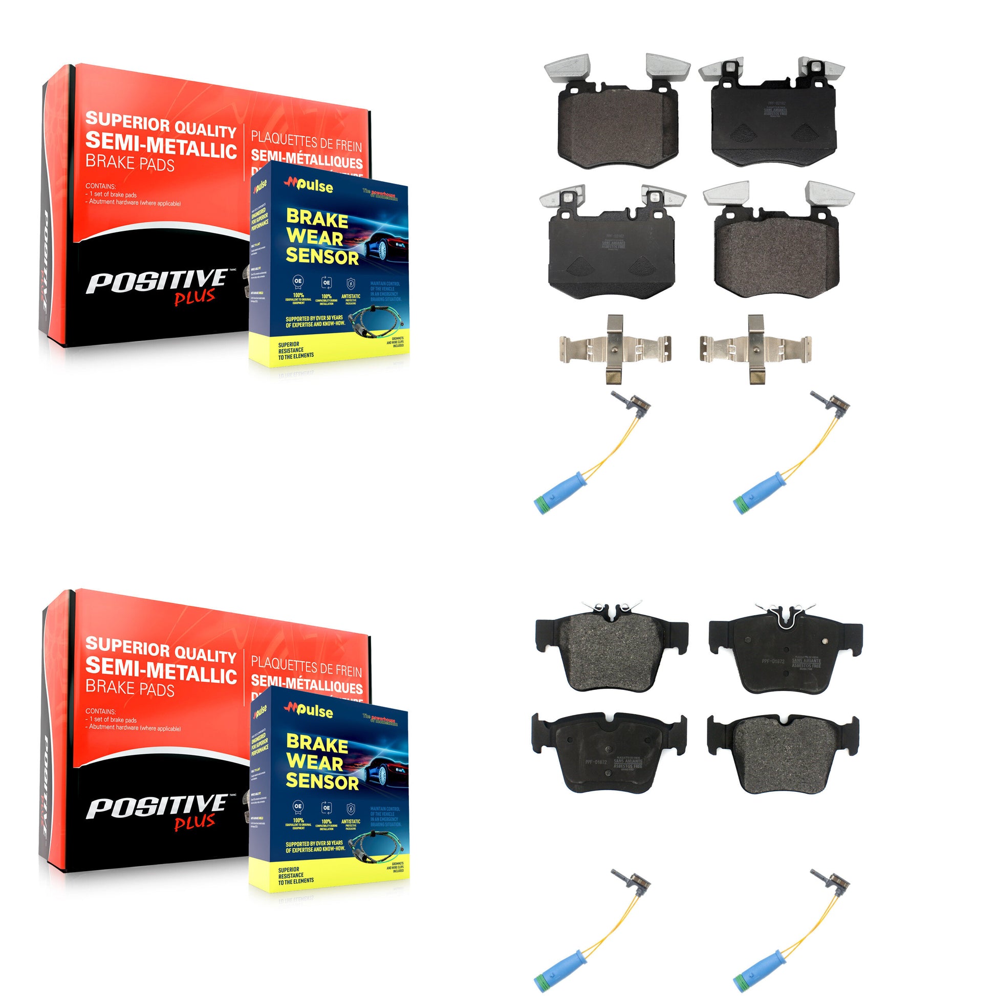 Positive Plus KPW-101515 Disc Brake Pad for 2019-2022 Mercedes-Benz GLC300 - Front and Rear