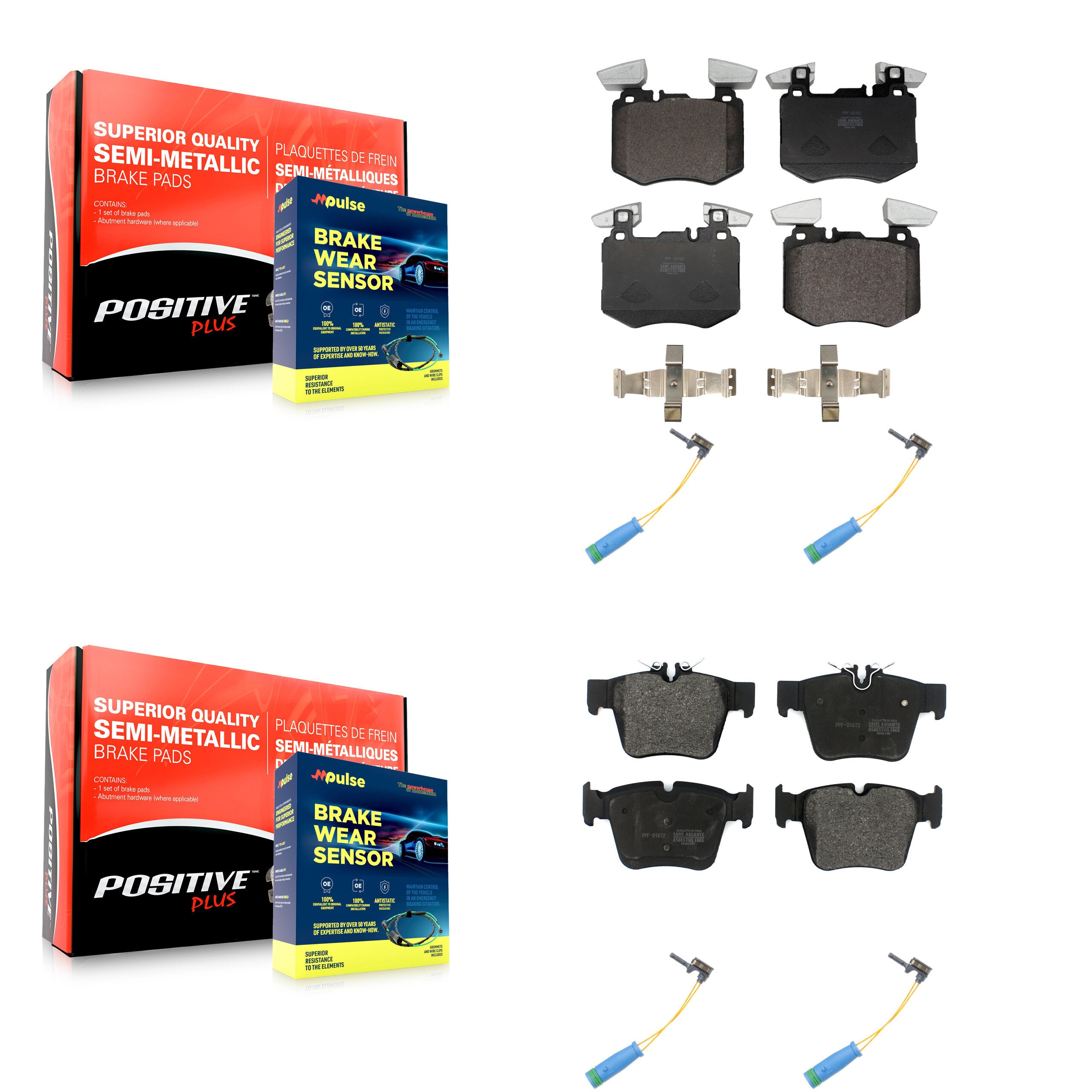 Positive Plus KPW-101515 Disc Brake Pad for 2019-2022 Mercedes-Benz GLC300 - Front and Rear