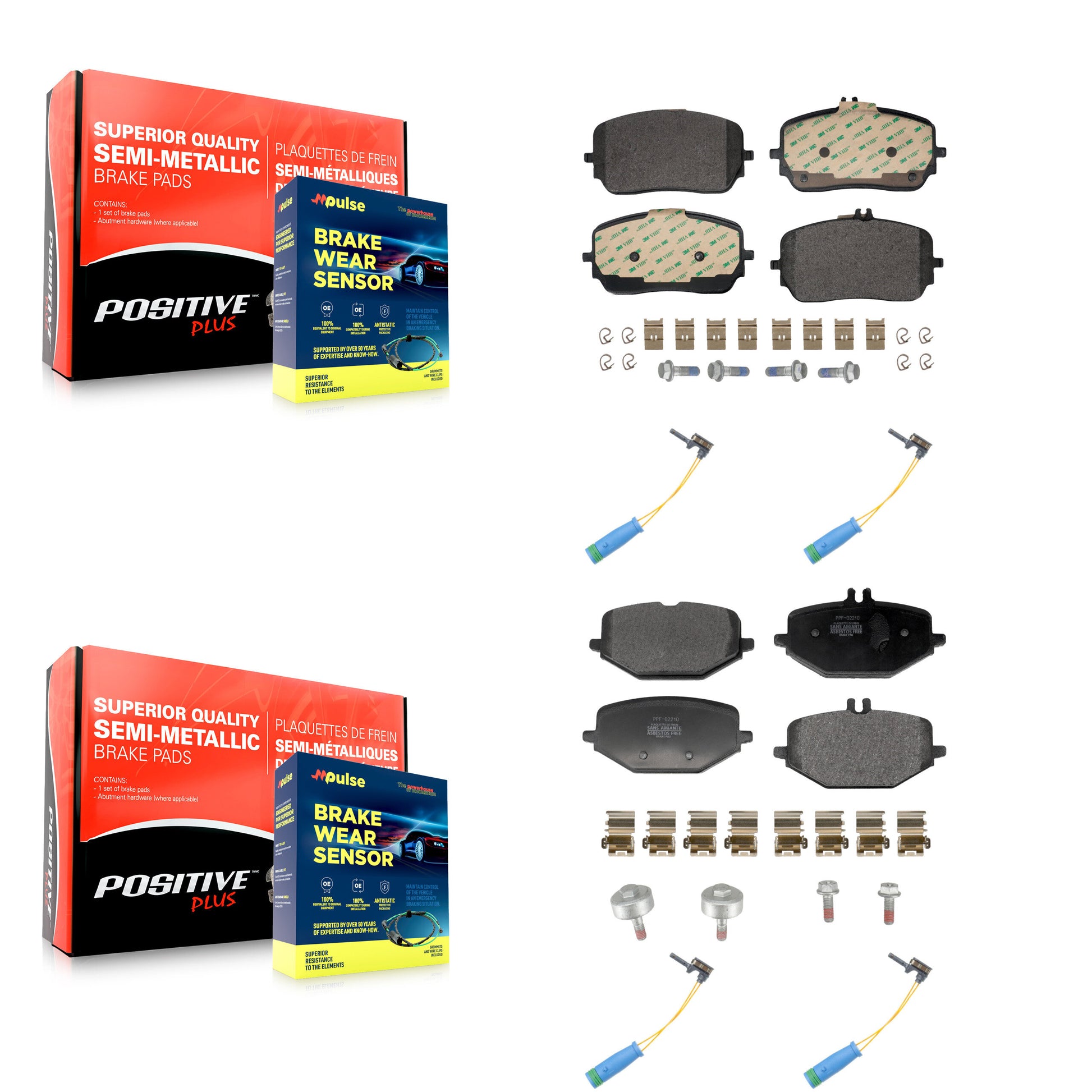 Positive Plus KPW-101518 Disc Brake Pad for 2020-2023 Mercedes-Benz GLE450, Mercedes-Benz GLE53 AMG and More - Front and Rear