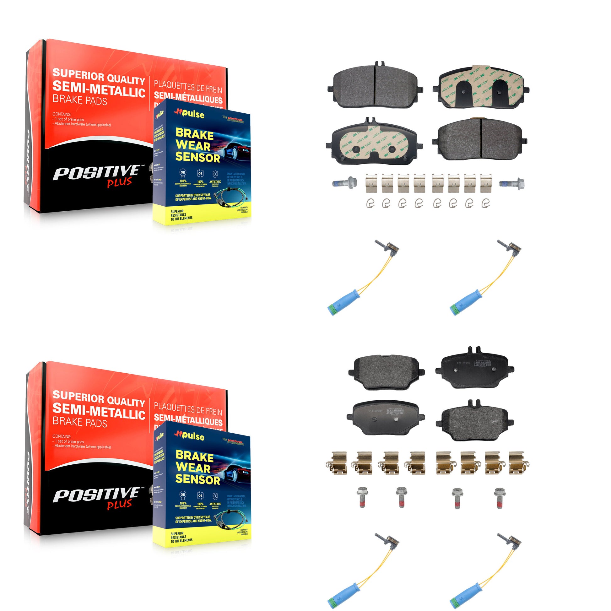 Positive Plus KPW-101519 Disc Brake Pad for 2020-2023 Mercedes-Benz GLE350 - Front and Rear