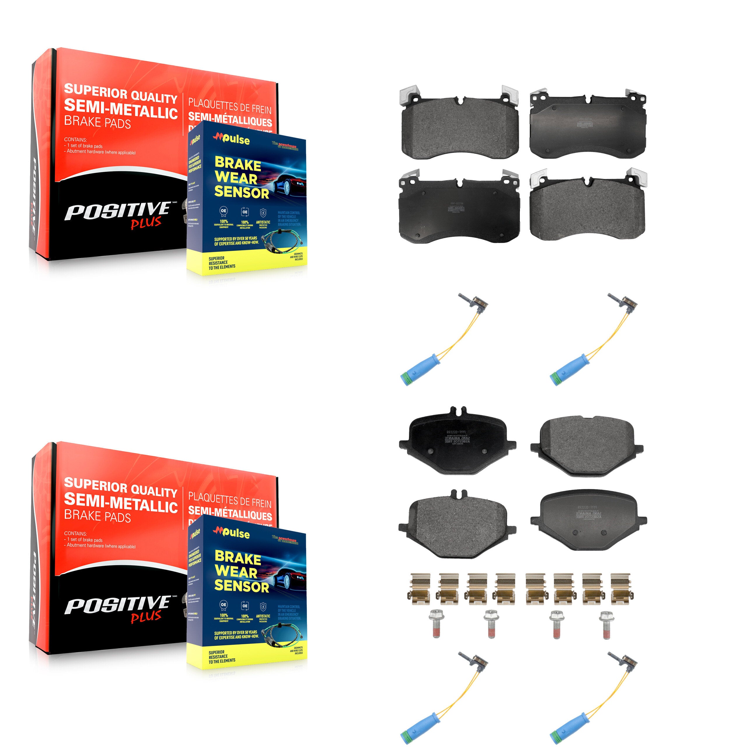 Positive Plus KPW-101521 Disc Brake Pad for 2021-2023 Mercedes-Benz GLE53 AMG, Mercedes-Benz GLS63 AMG - Front and Rear