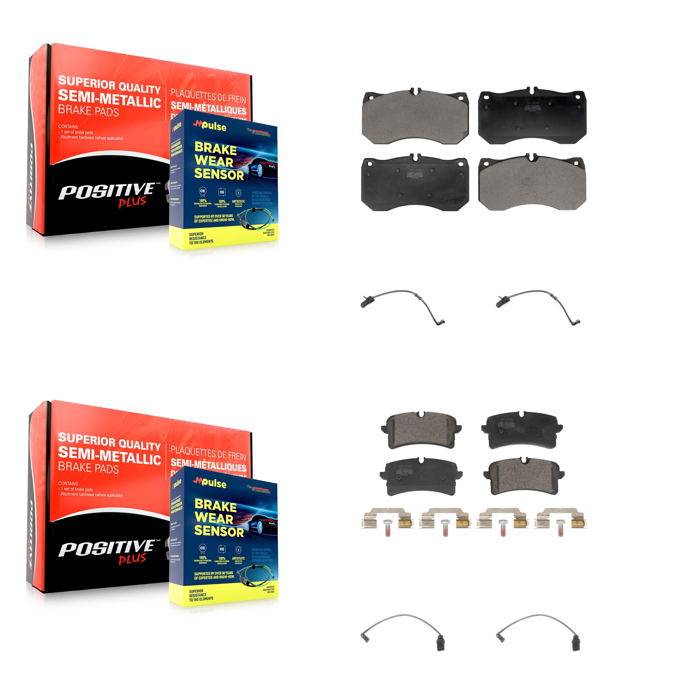 Positive Plus KPW-101522 Disc Brake Pad for 2016-2017 Audi A7 Quattro - Front and Rear