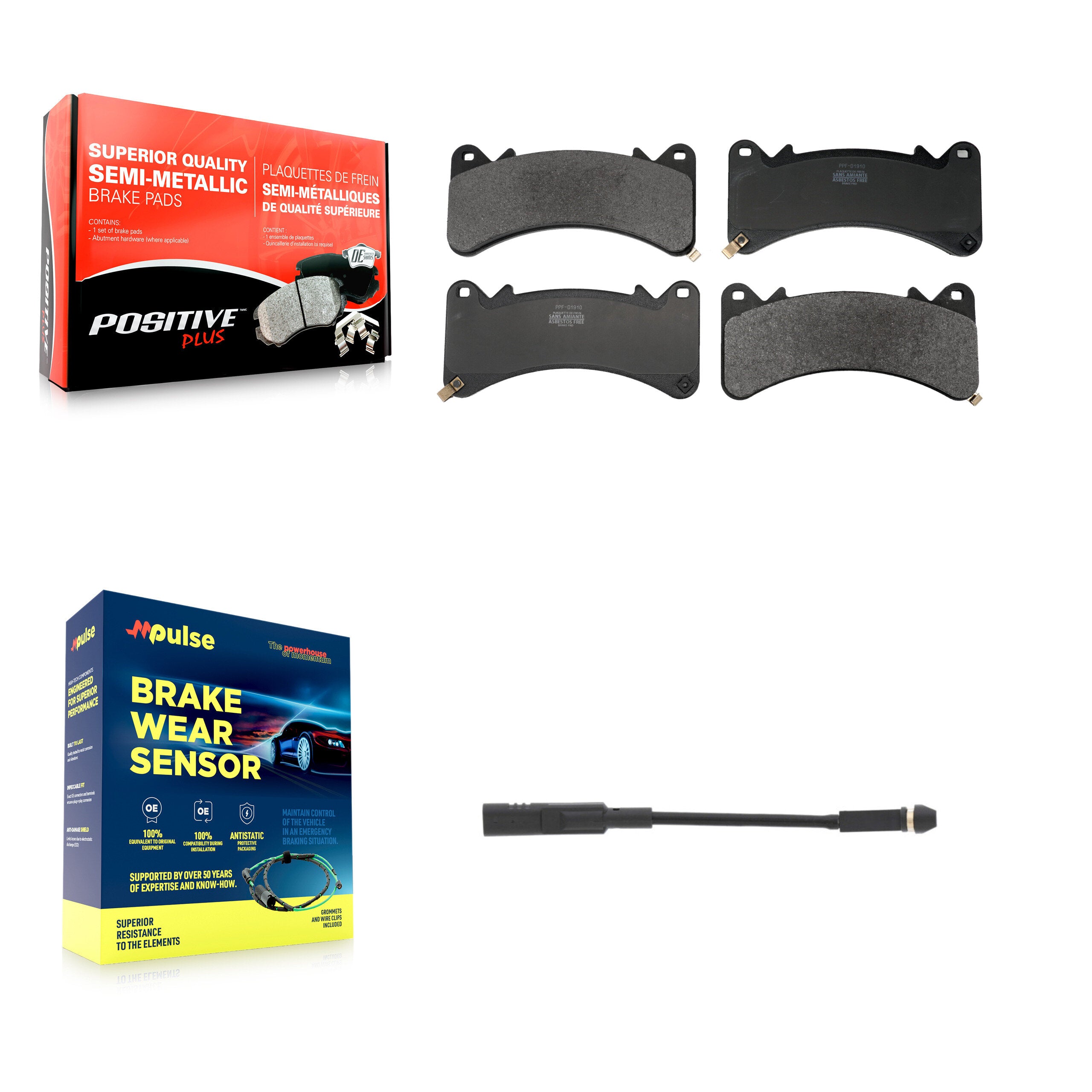 Positive Plus KPW-101575 Disc Brake Pad for 2019-2024 Chevrolet Silverado 1500, Chevrolet Silverado 1500 LTD and More - Front