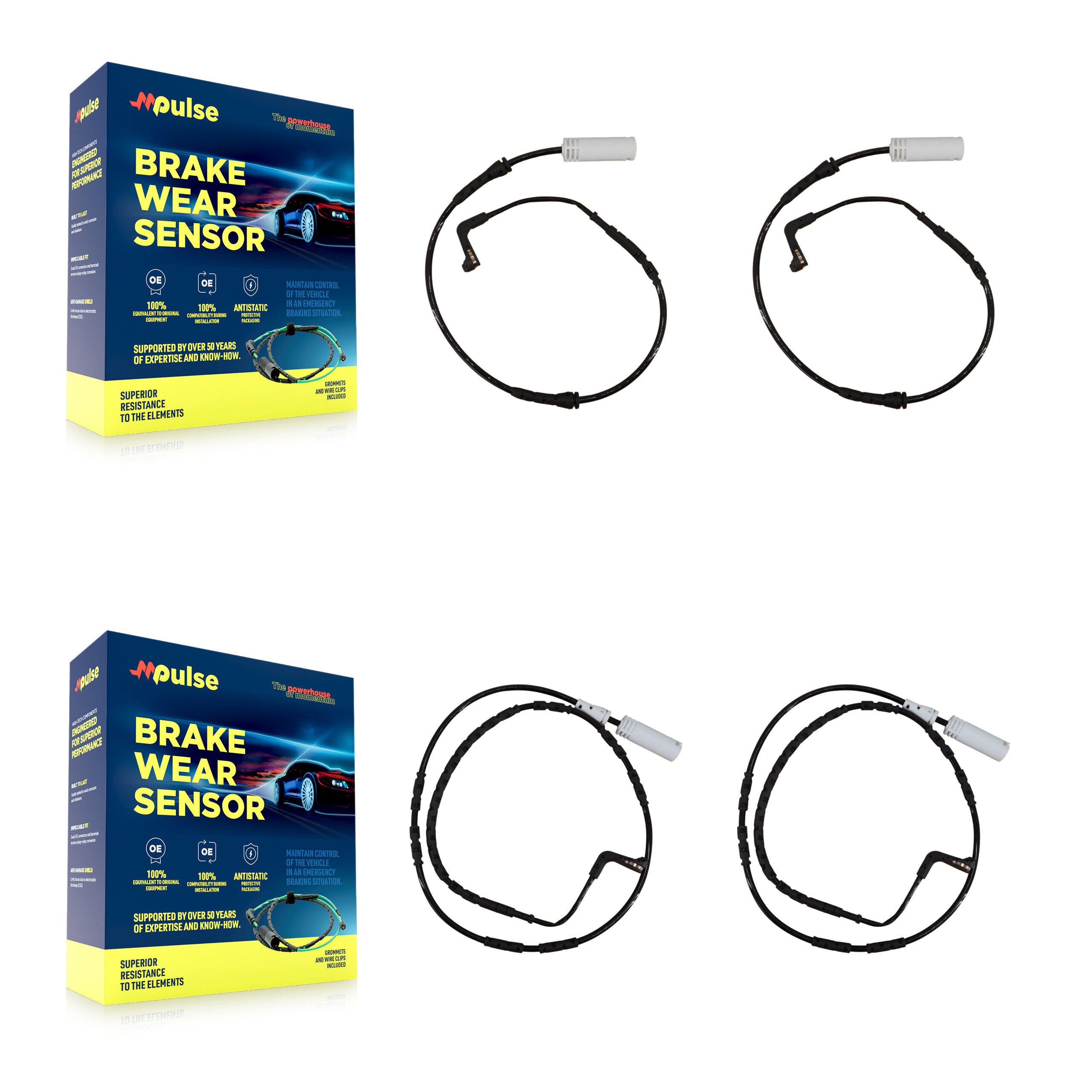 Mpulse KSE-100143 Disc Brake Pad Wear Sensor for 2005-2012 BMW 325i, BMW 125i and More - Front and Rear