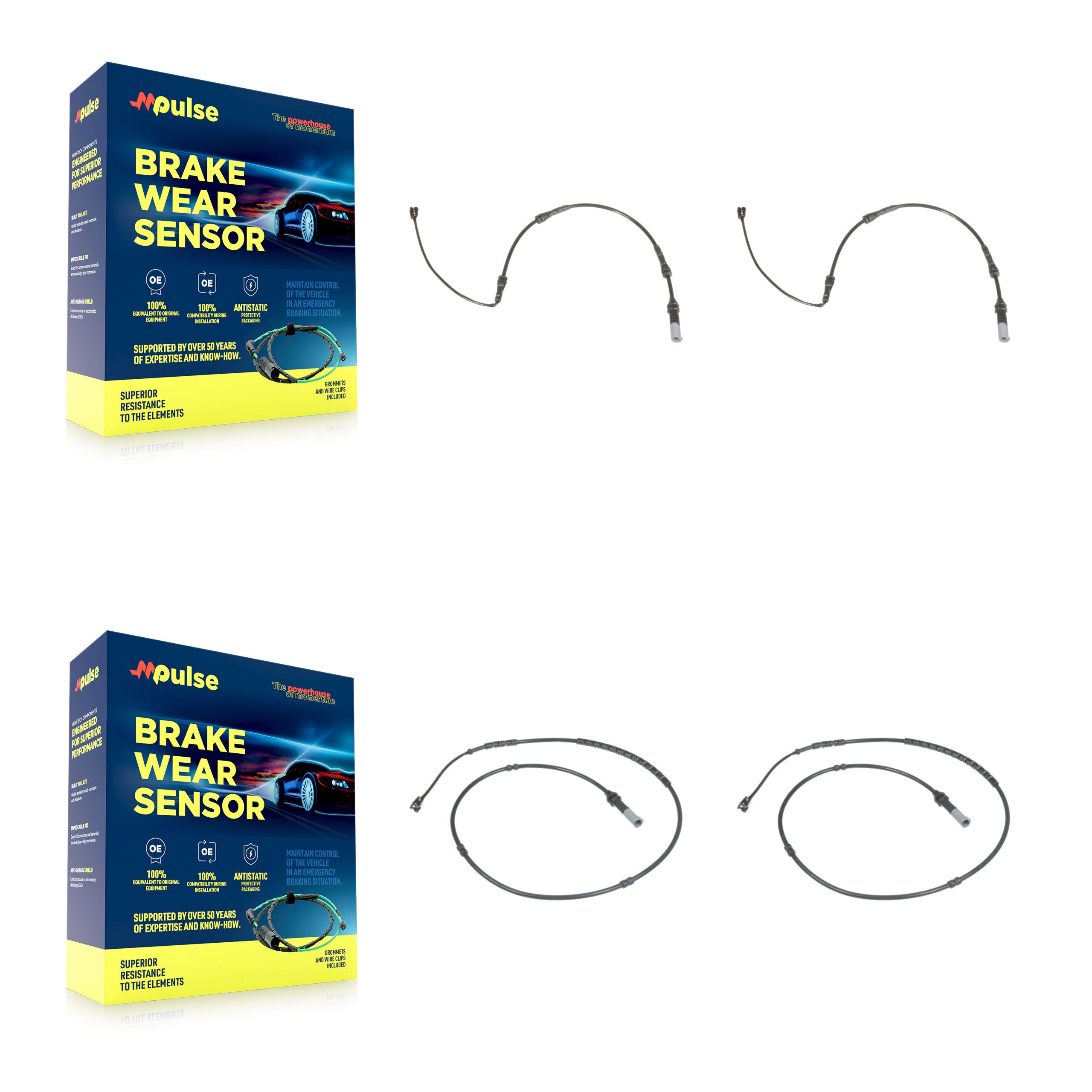 Mpulse KSE-100160 Disc Brake Pad Wear Sensor for 2012-2021 BMW M2, BMW 330i xDrive and More - Front and Rear