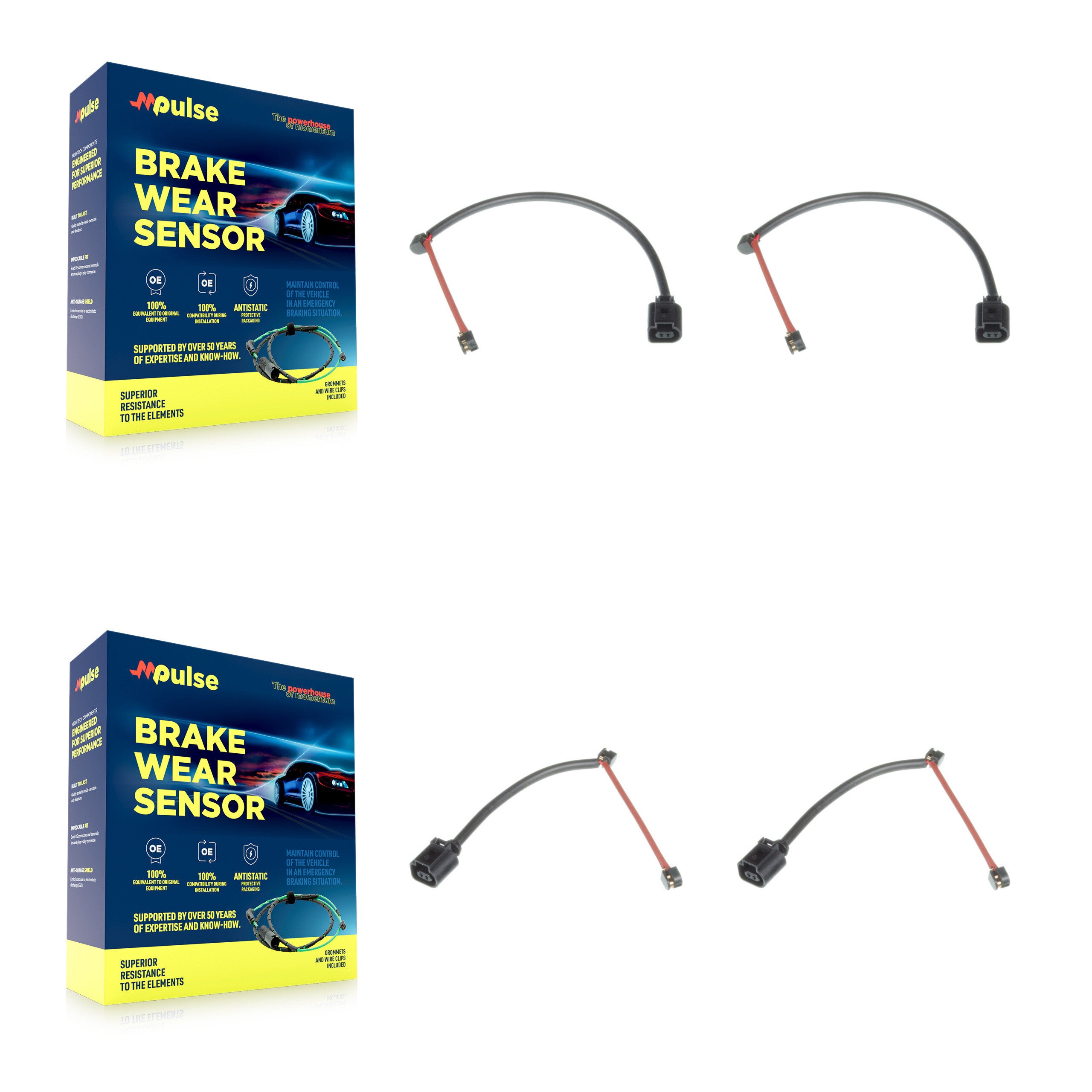 Mpulse KSE-100182 Disc Brake Pad Wear Sensor for 2013-2024 Porsche 718 Boxster, Porsche 718 Cayman and More - Front and Rear