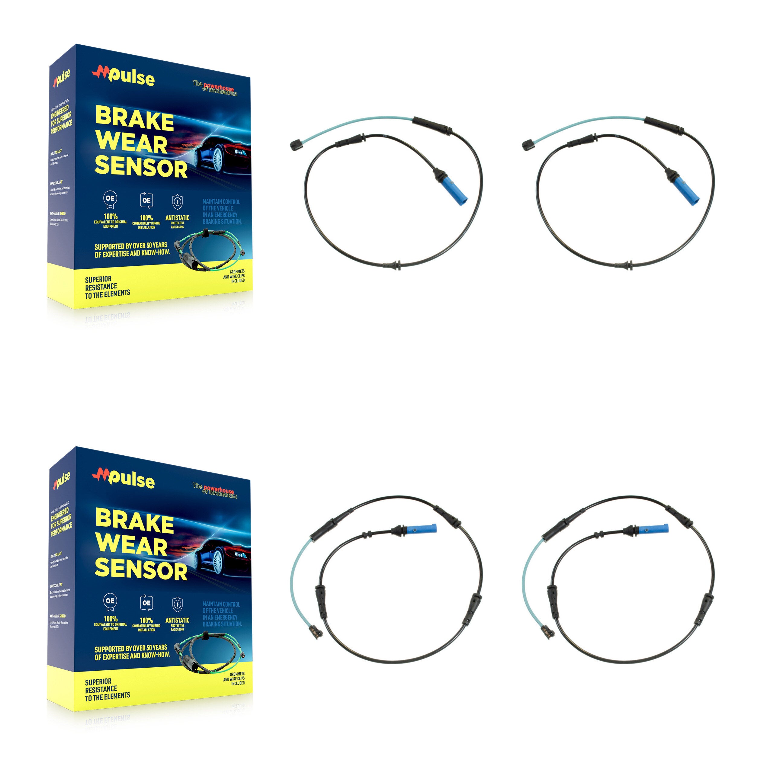 Mpulse KSE-100225 Disc Brake Pad Wear Sensor for 2016-2024 BMW 530e, BMW 530e xDrive and More - Front and Rear