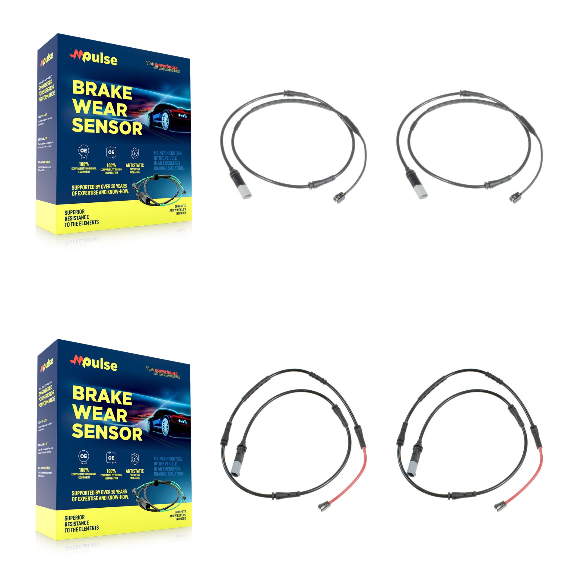 Mpulse KSE-100510 Disc Brake Pad Wear Sensor for 2011-2016 BMW 528i, BMW 535d - Front and Rear