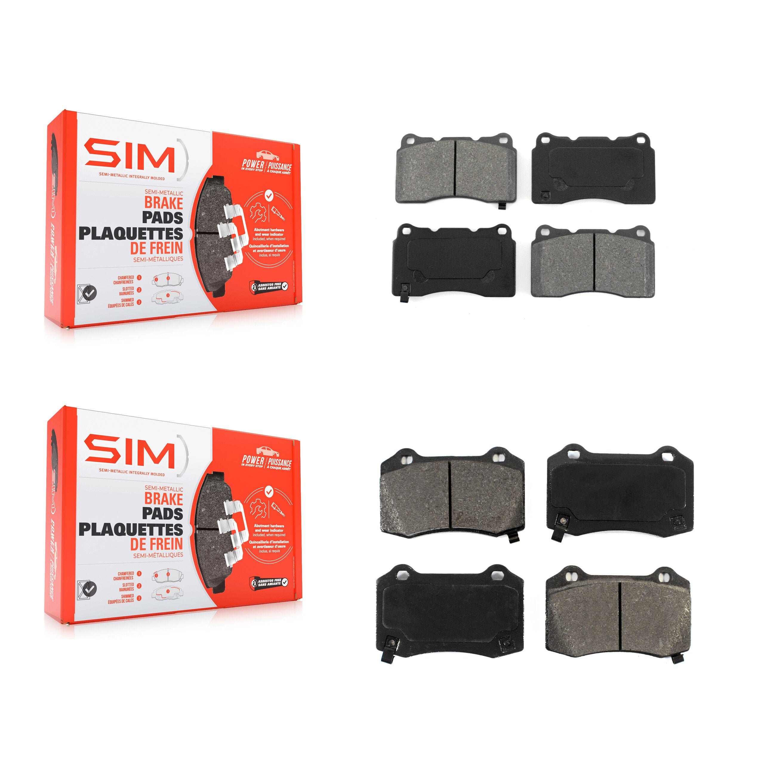 SIM KSM-100002 Disc Brake Pad for 2004-2021 Tesla X, Tesla S and More - Front and Rear