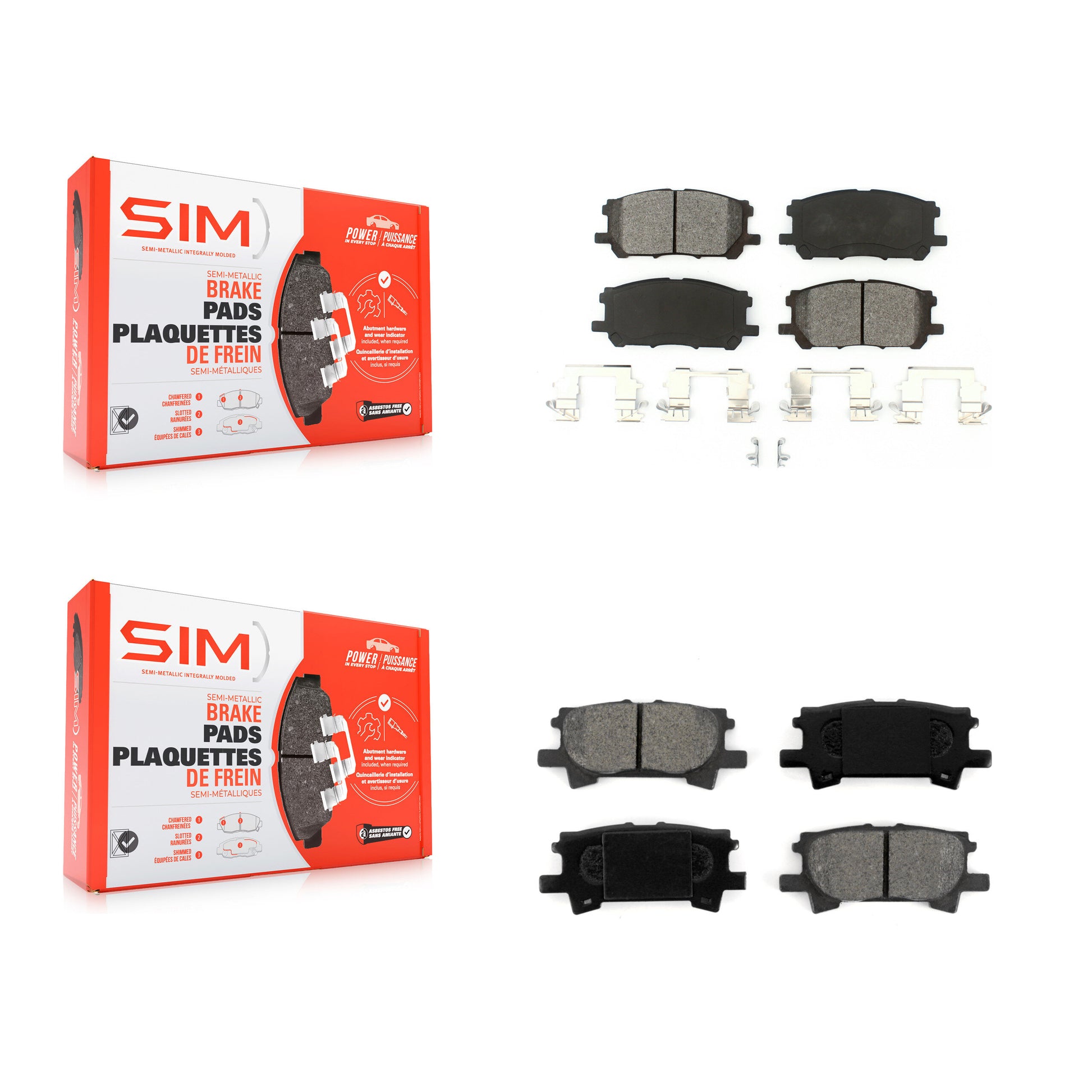 SIM KSM-100010 Disc Brake Pad for 2004-2009 Lexus RX350, Lexus RX400h and More - Front and Rear