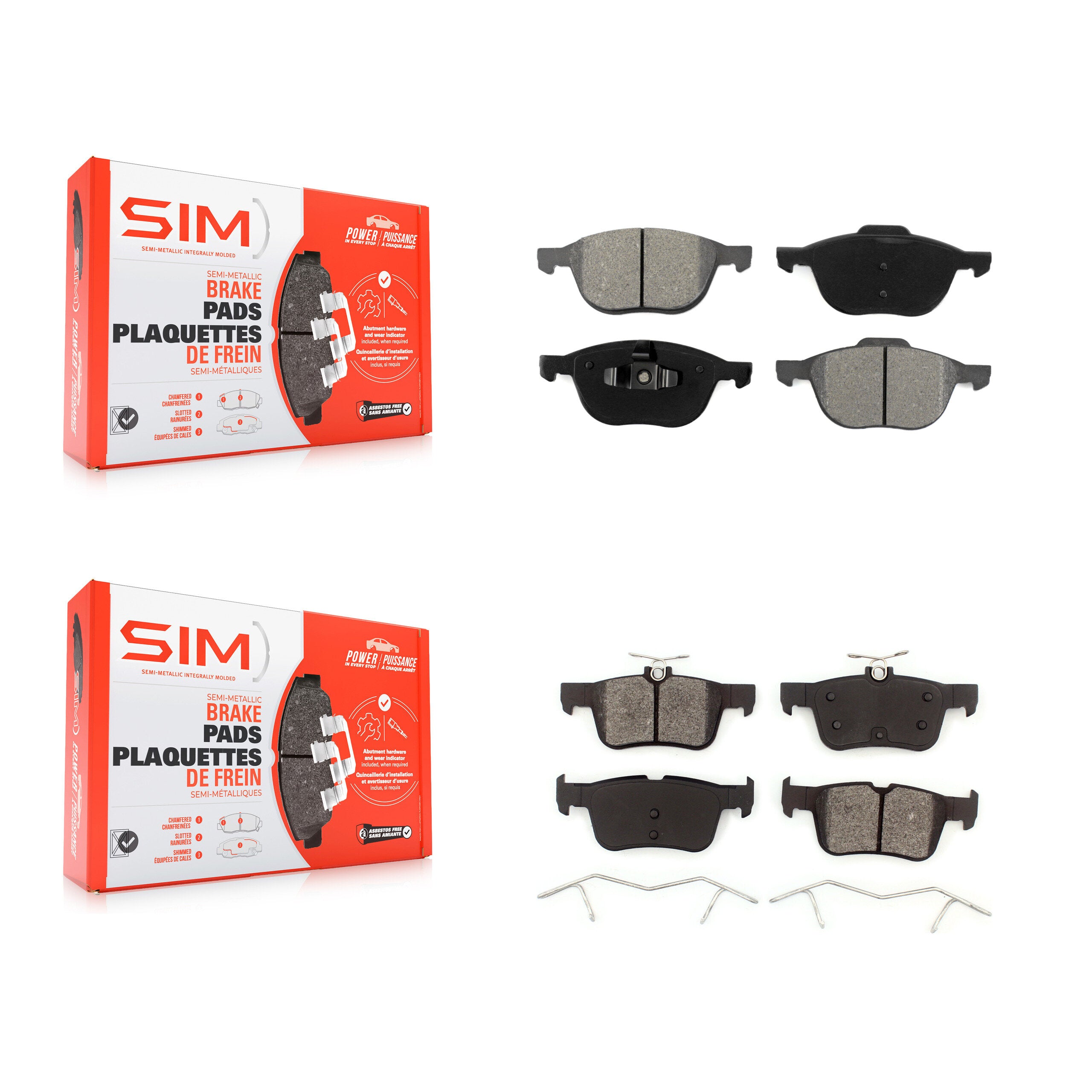 SIM KSM-100024 Disc Brake Pad for 2017-2019 Ford Escape - Front and Rear