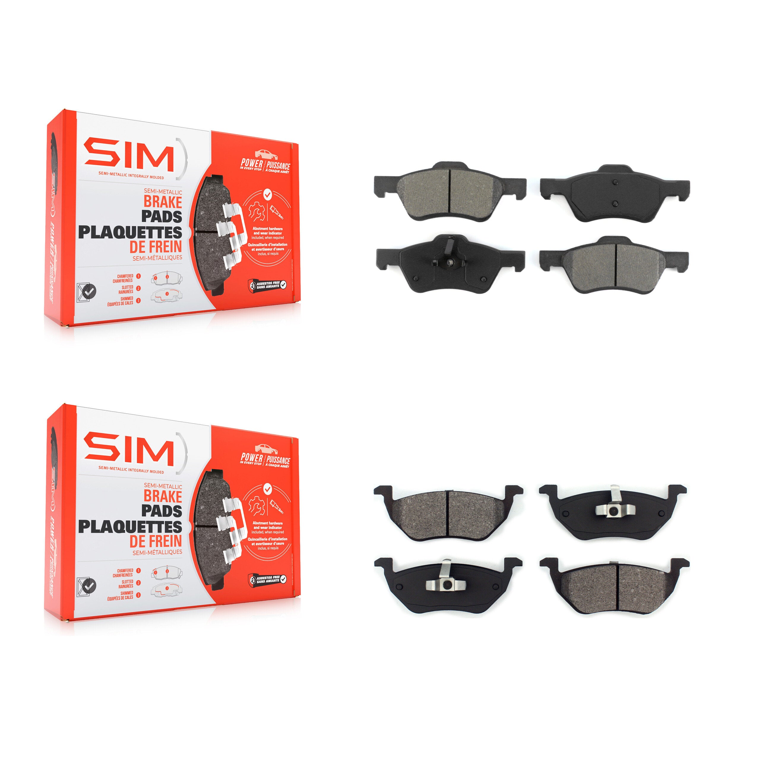 SIM KSM-100027 Disc Brake Pad for 2010-2011 Mercury Mariner, Ford Escape - Front and Rear