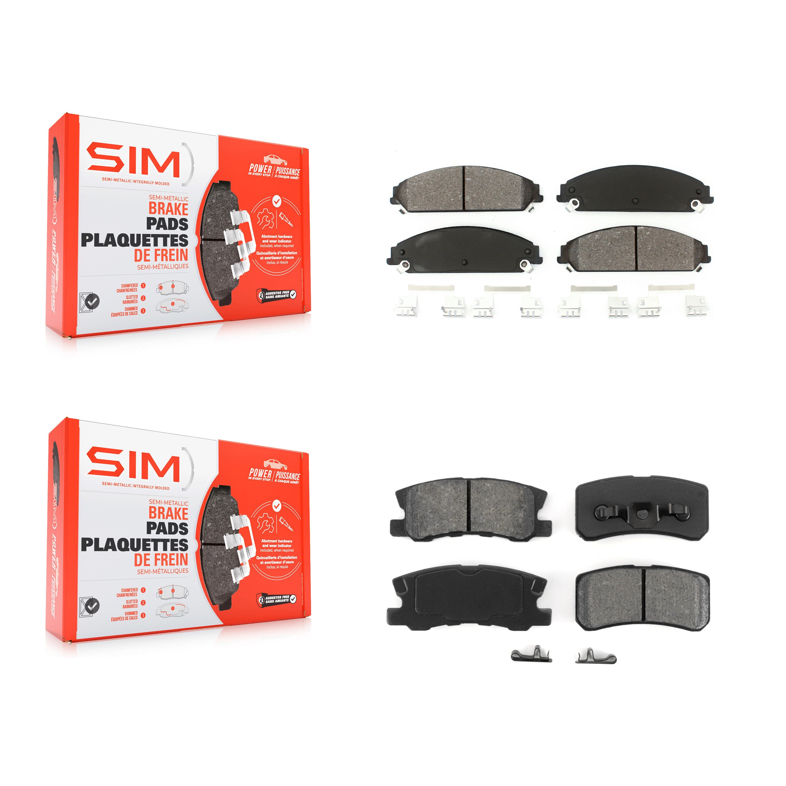 SIM KSM-100030 Disc Brake Pad for 2008-2009 Dodge Caliber - Front and Rear