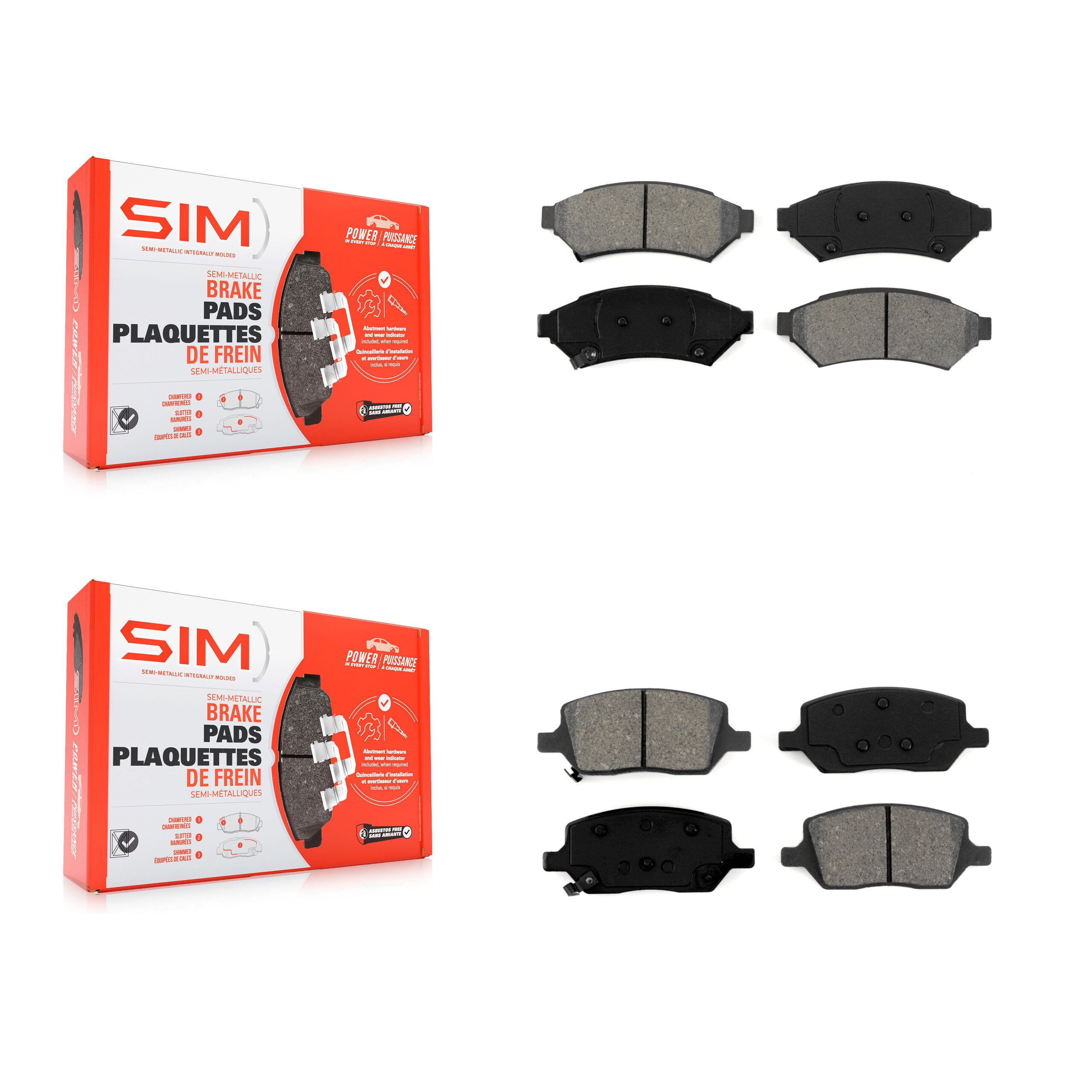 SIM KSM-100041 Disc Brake Pad for 2005-2012 VPG MV-1, Pontiac Montana and More - Front and Rear