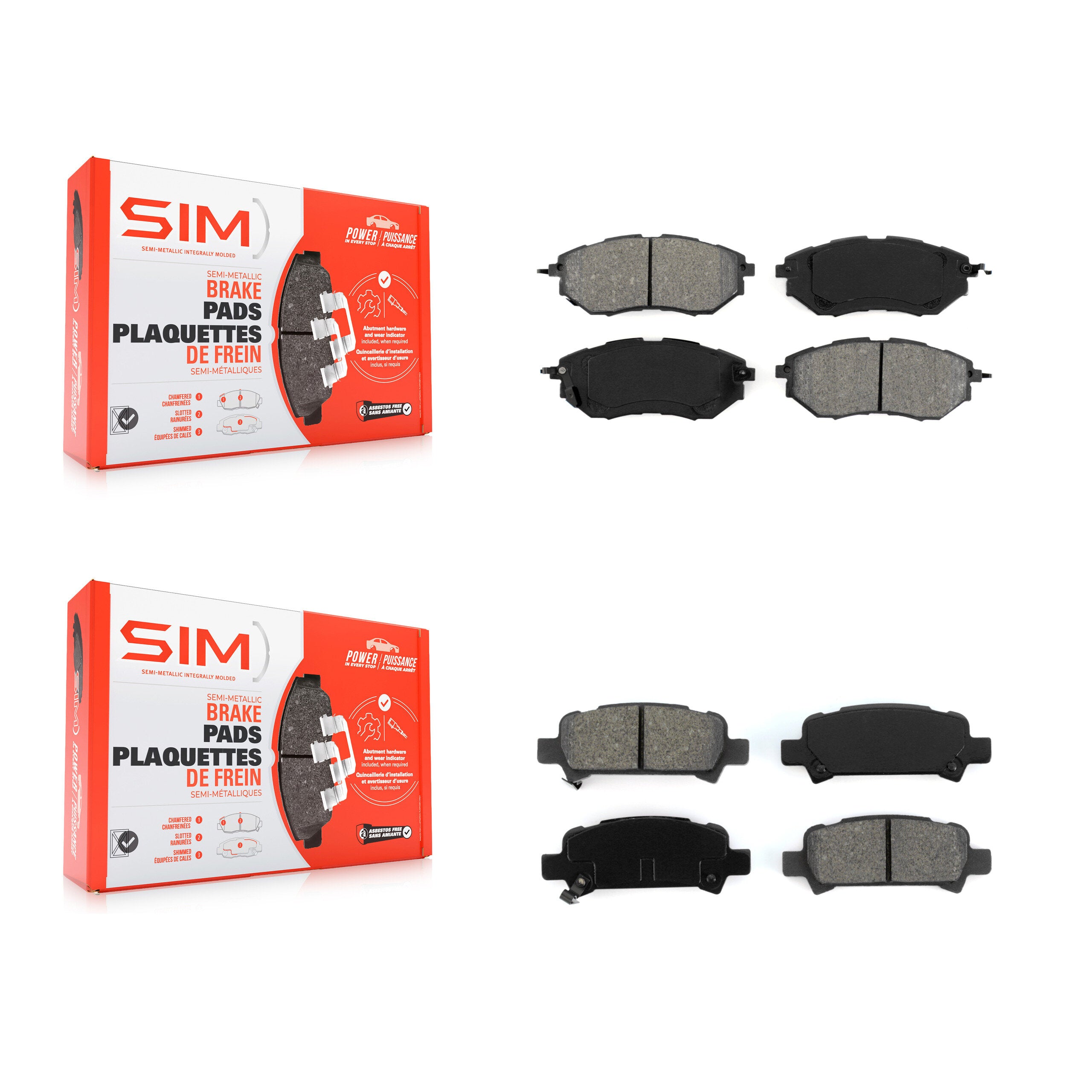 SIM KSM-100045 Disc Brake Pad for 2005-2009 Subaru Legacy - Front and Rear