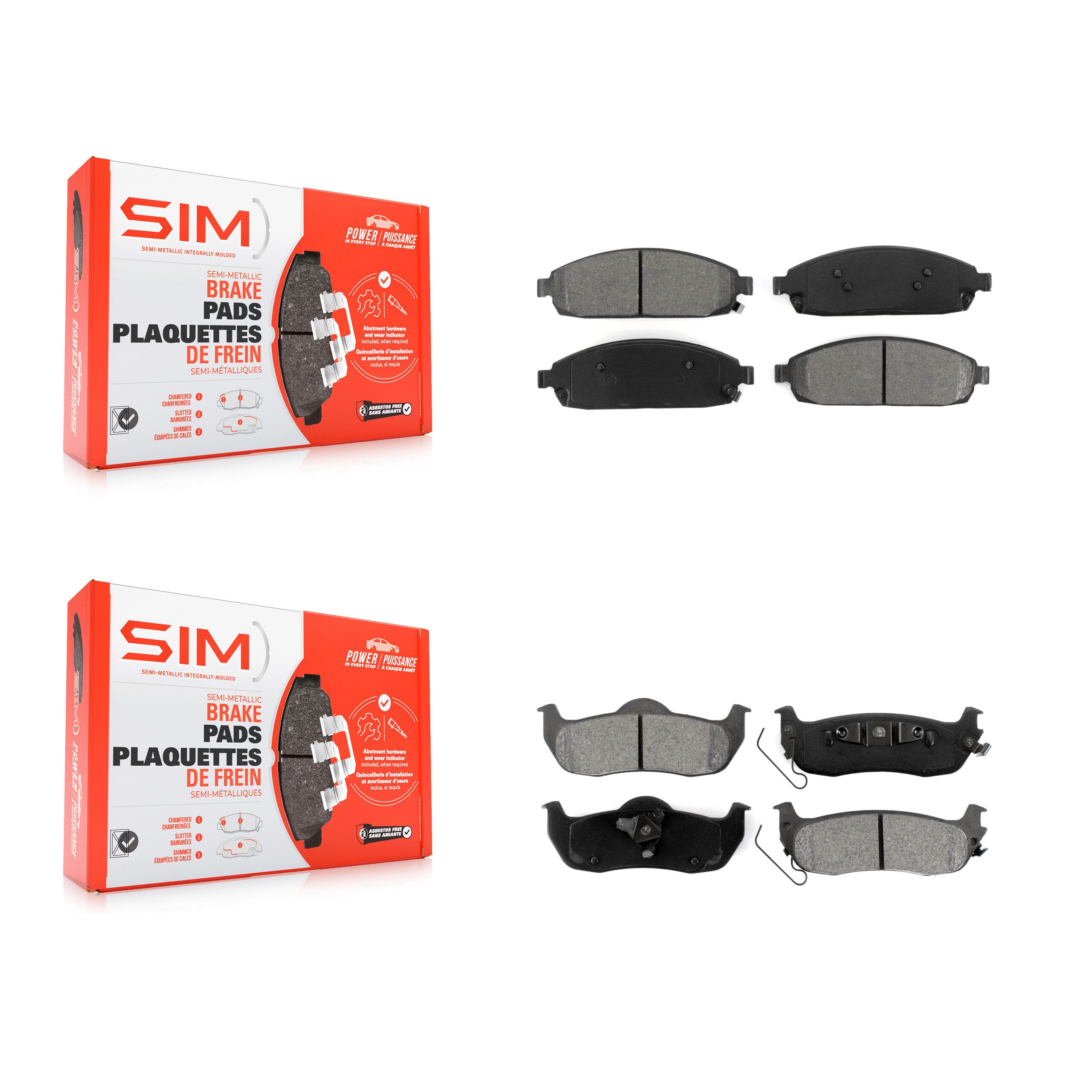 SIM KSM-100046 Disc Brake Pad for 2005-2010 Jeep Grand Cherokee, Jeep Commander - Front and Rear
