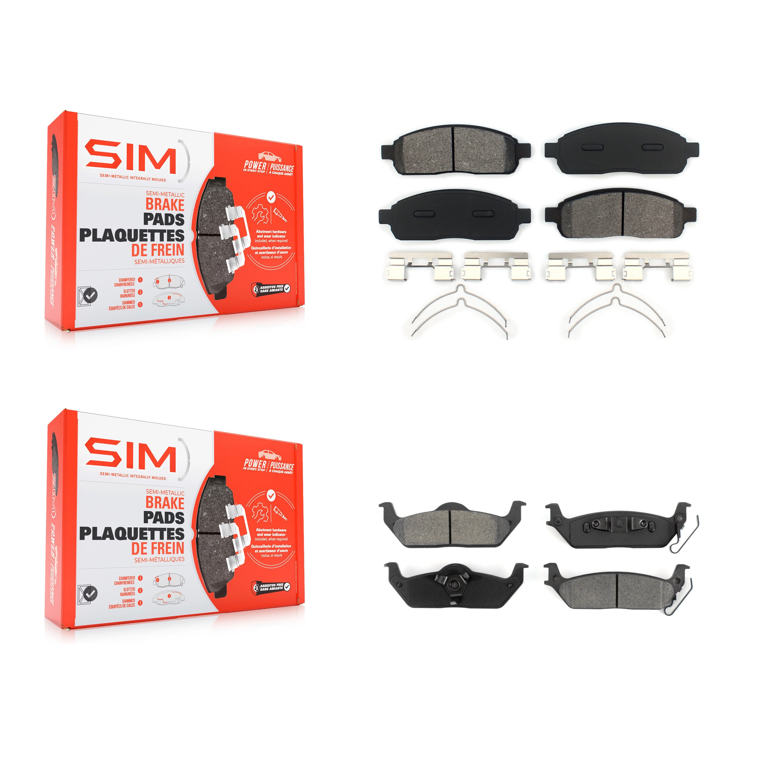 SIM KSM-100047 Disc Brake Pad for 2004-2009 Lincoln Mark LT, Ford F-150 - Front and Rear
