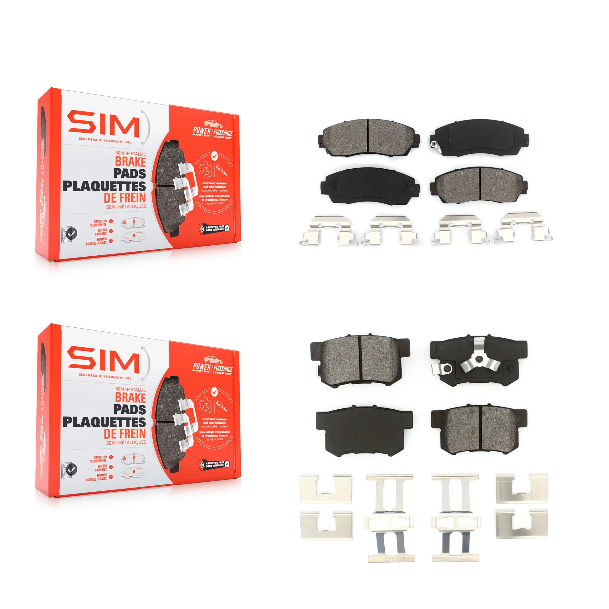 SIM KSM-100049 Disc Brake Pad for 2007-2012 Honda Crosstour, Honda Accord Crosstour and More - Front and Rear