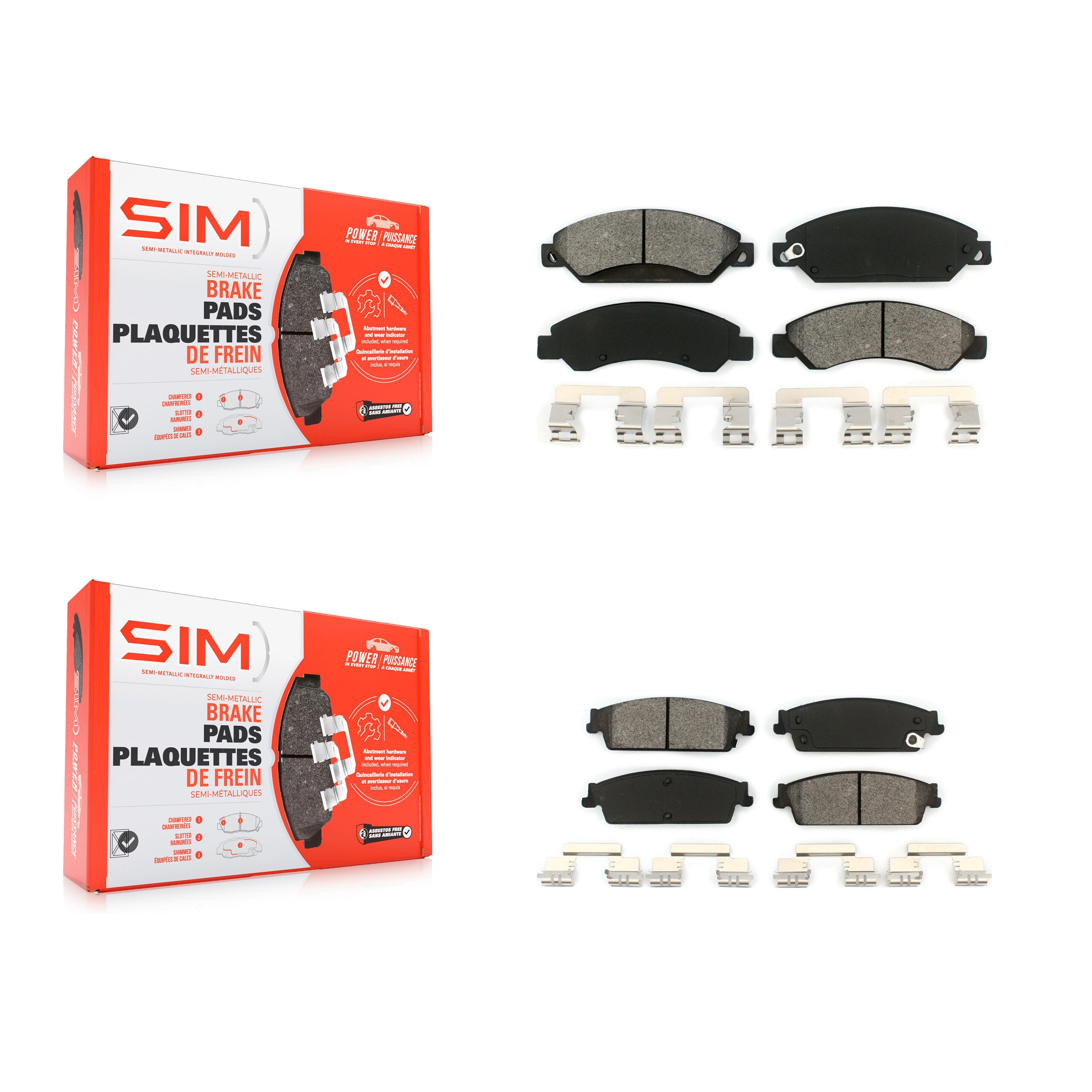 SIM KSM-100052 Disc Brake Pad for 2007 Cadillac Escalade, Cadillac Escalade ESV and More - Front and Rear