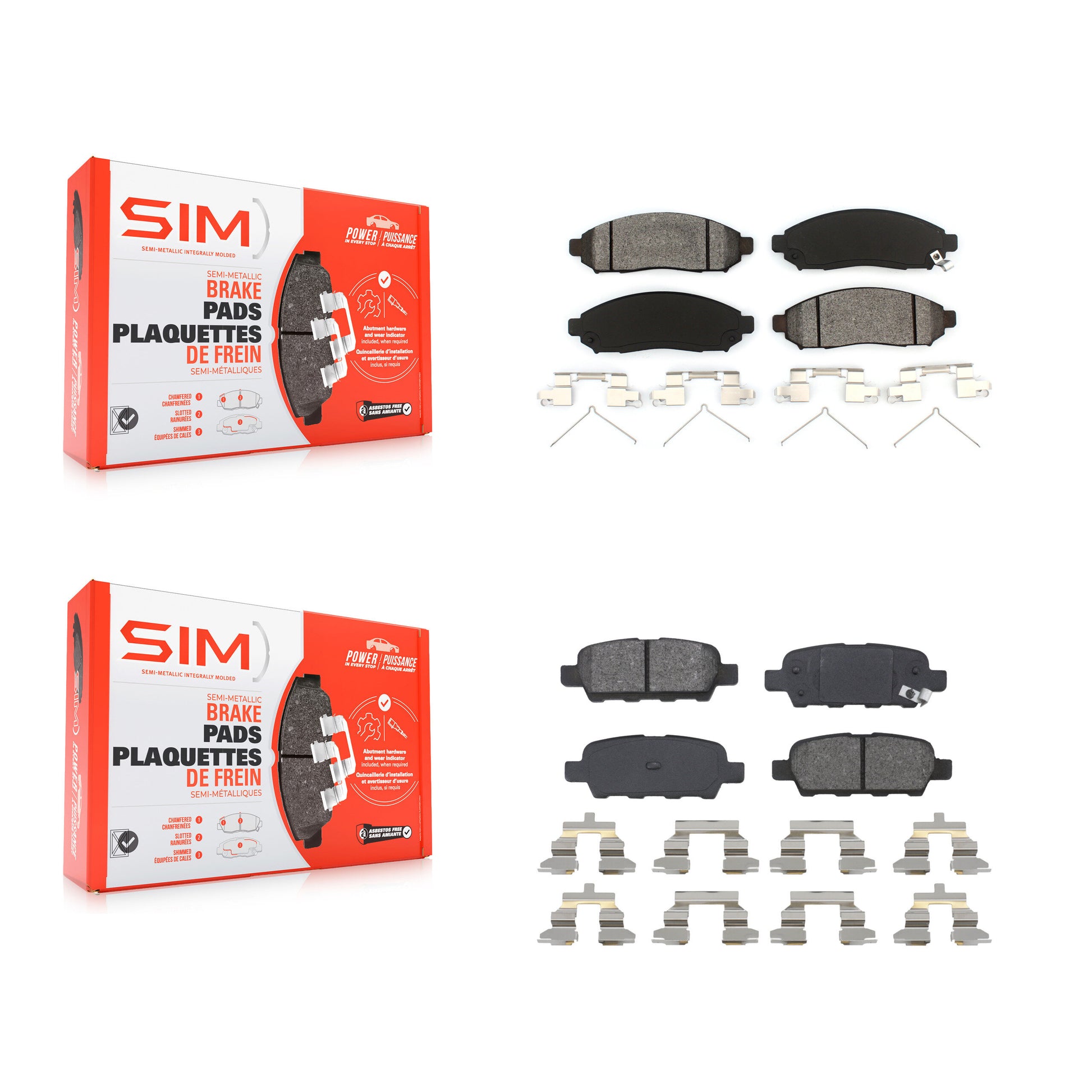 SIM KSM-100055 Disc Brake Pad for 2011-2015 Nissan LEAF - Front and Rear