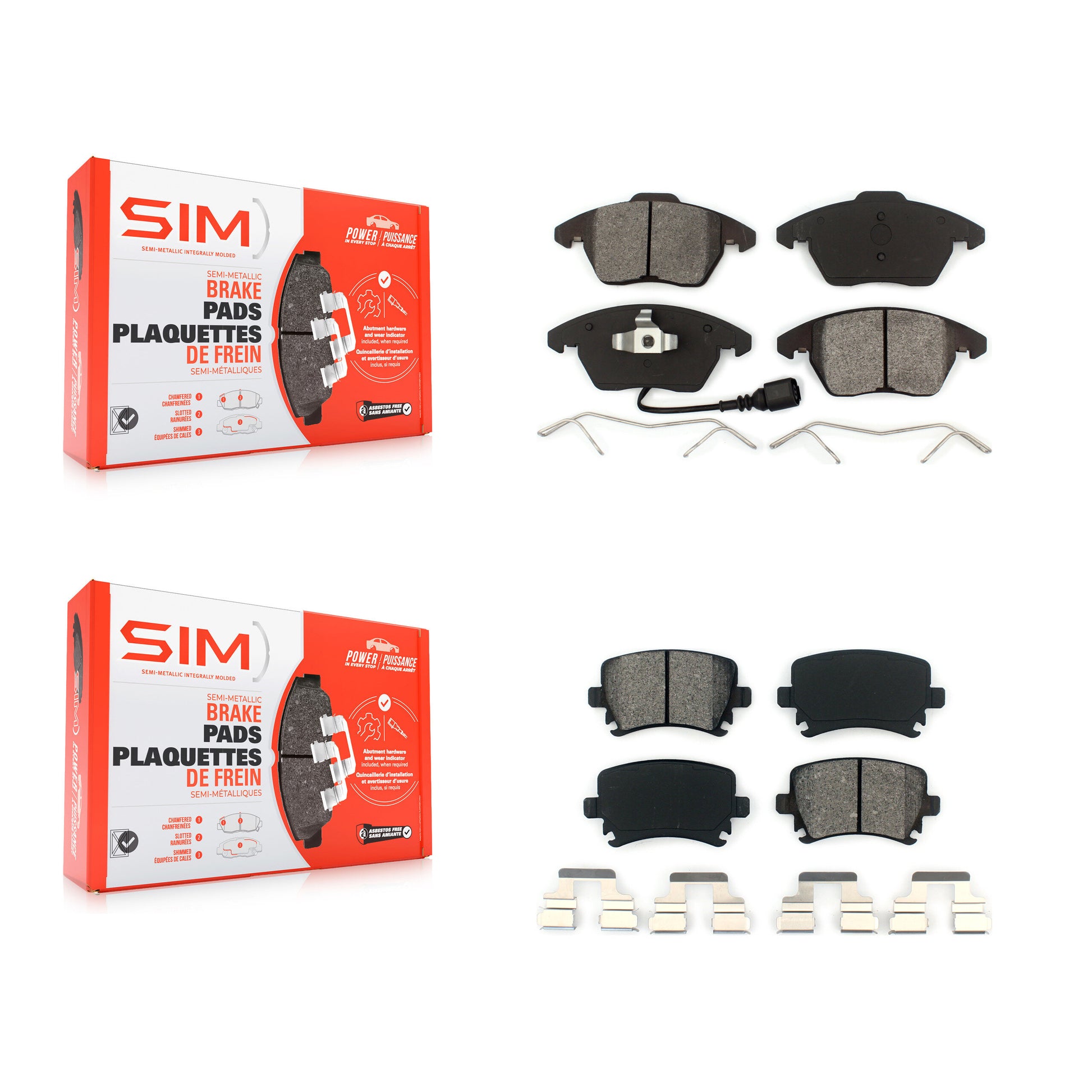 SIM KSM-100056 Disc Brake Pad for 2005-2017 Volkswagen CC, Audi TT and More - Front and Rear