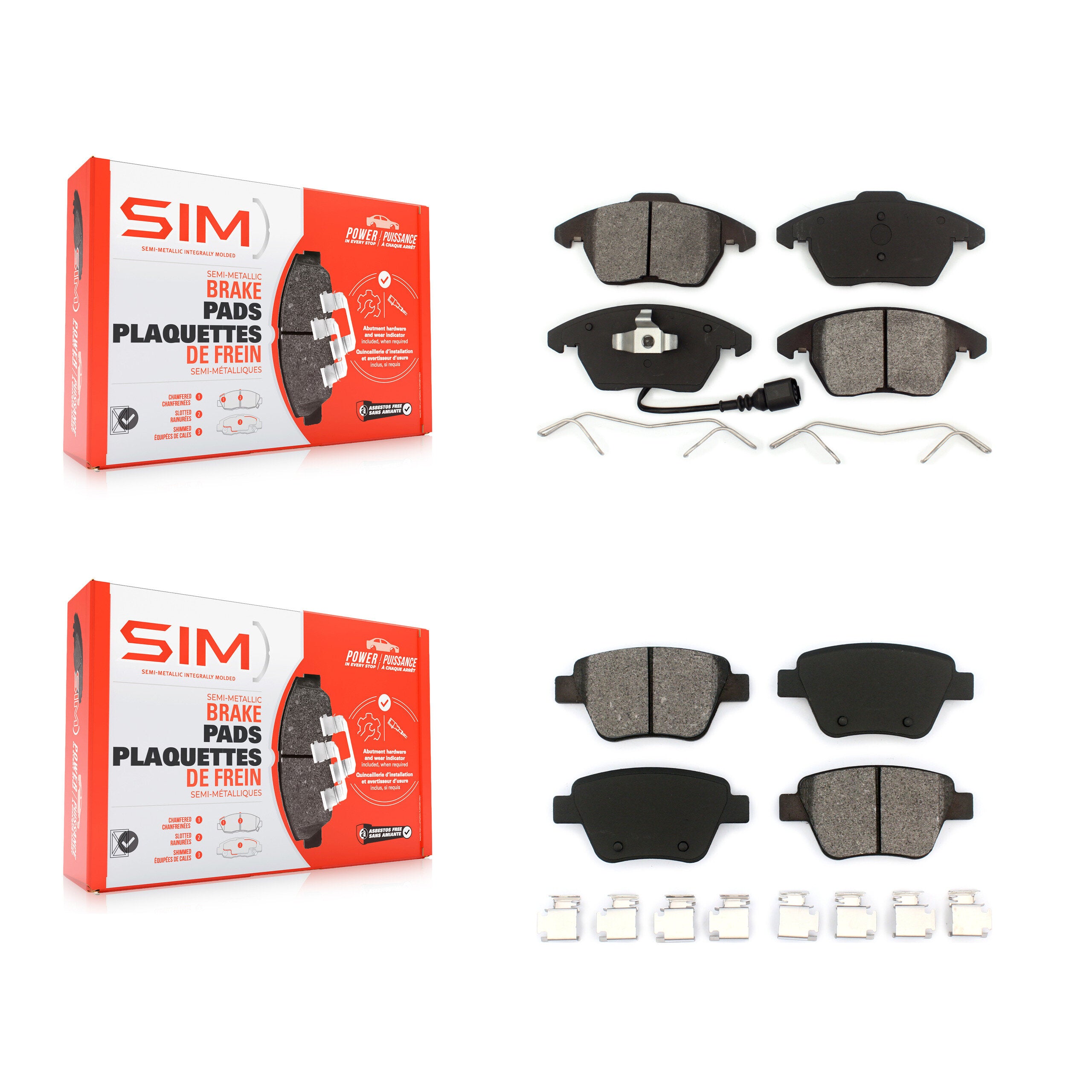 SIM KSM-100057 Disc Brake Pad for 2009-2019 Volkswagen Jetta, Volkswagen Golf and More - Front and Rear
