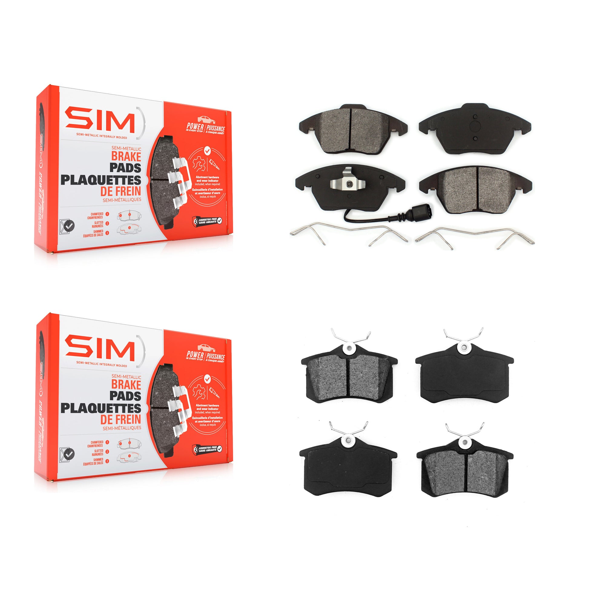 SIM KSM-100058 Disc Brake Pad for 2009-2019 Volkswagen Jetta, Volkswagen Beetle, Audi A3 - Front and Rear